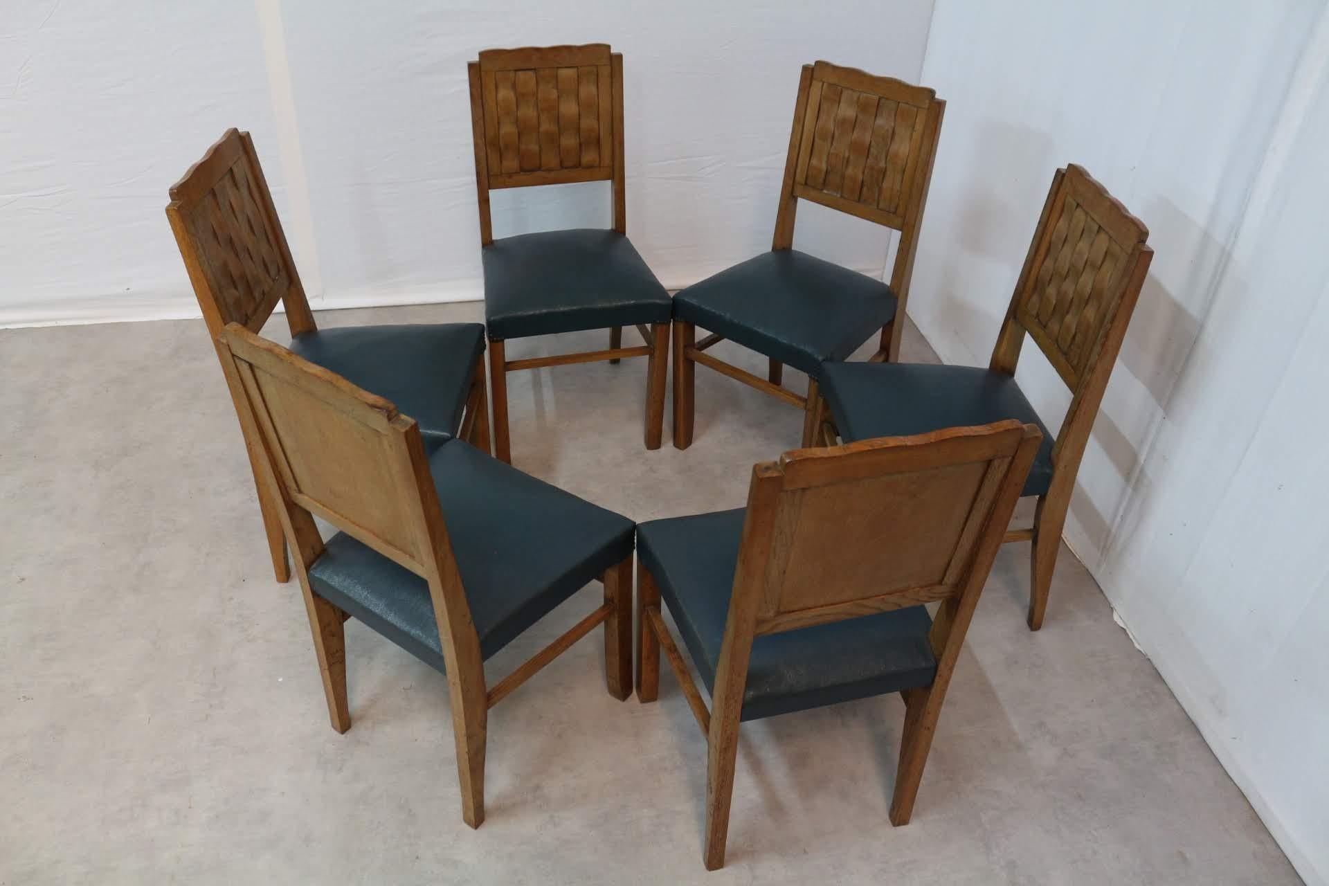 Six Dining Chairs Midcentury French, circa 1950 For Sale 2