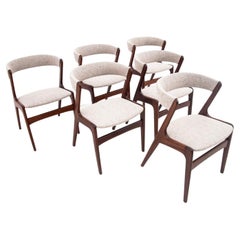 Six dining chairs, model T21 Fire, Korup Stolefabrik, Denmark, 1960s.