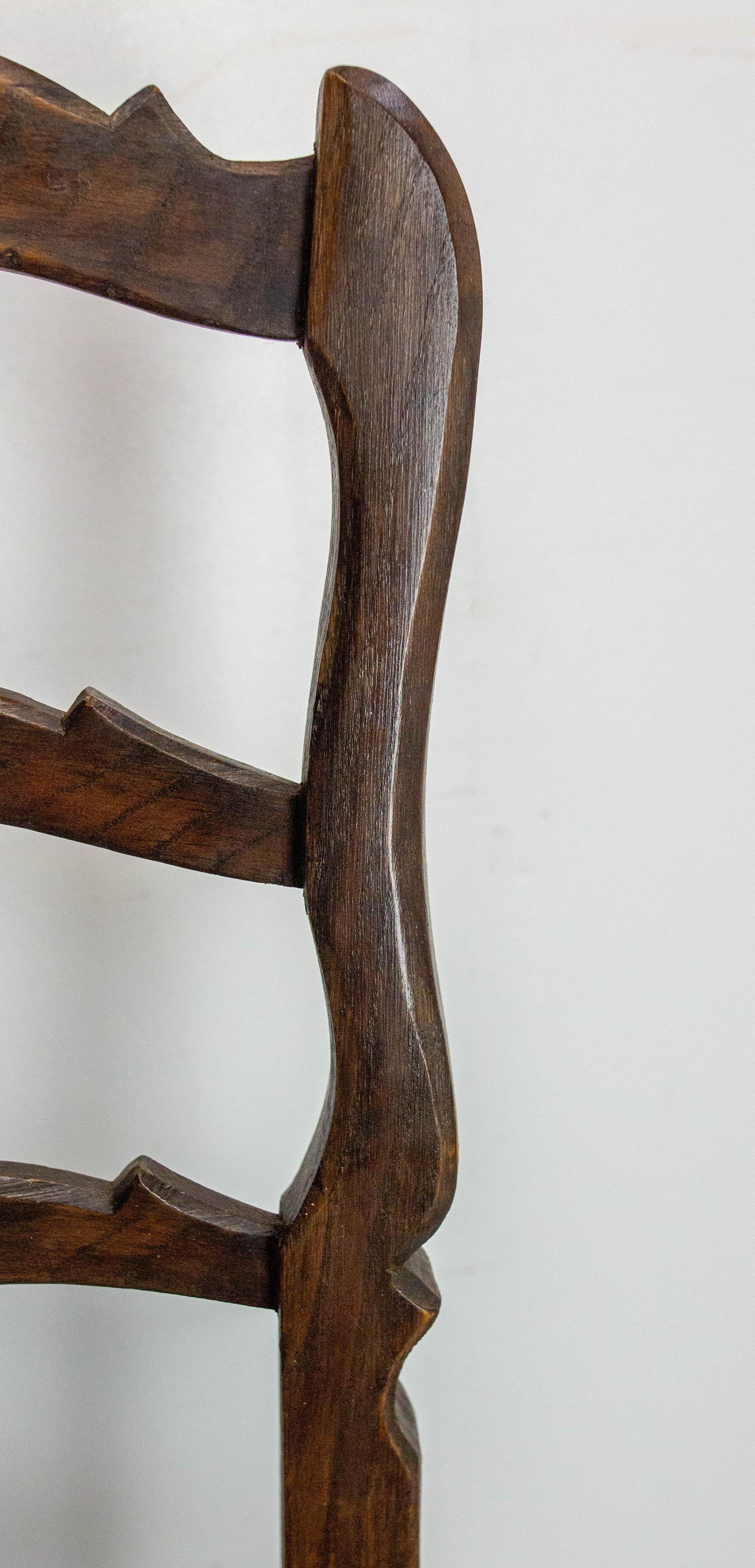 Six Dining Chairs Oak and Straw Midcentury French, circa 1950 For Sale 9