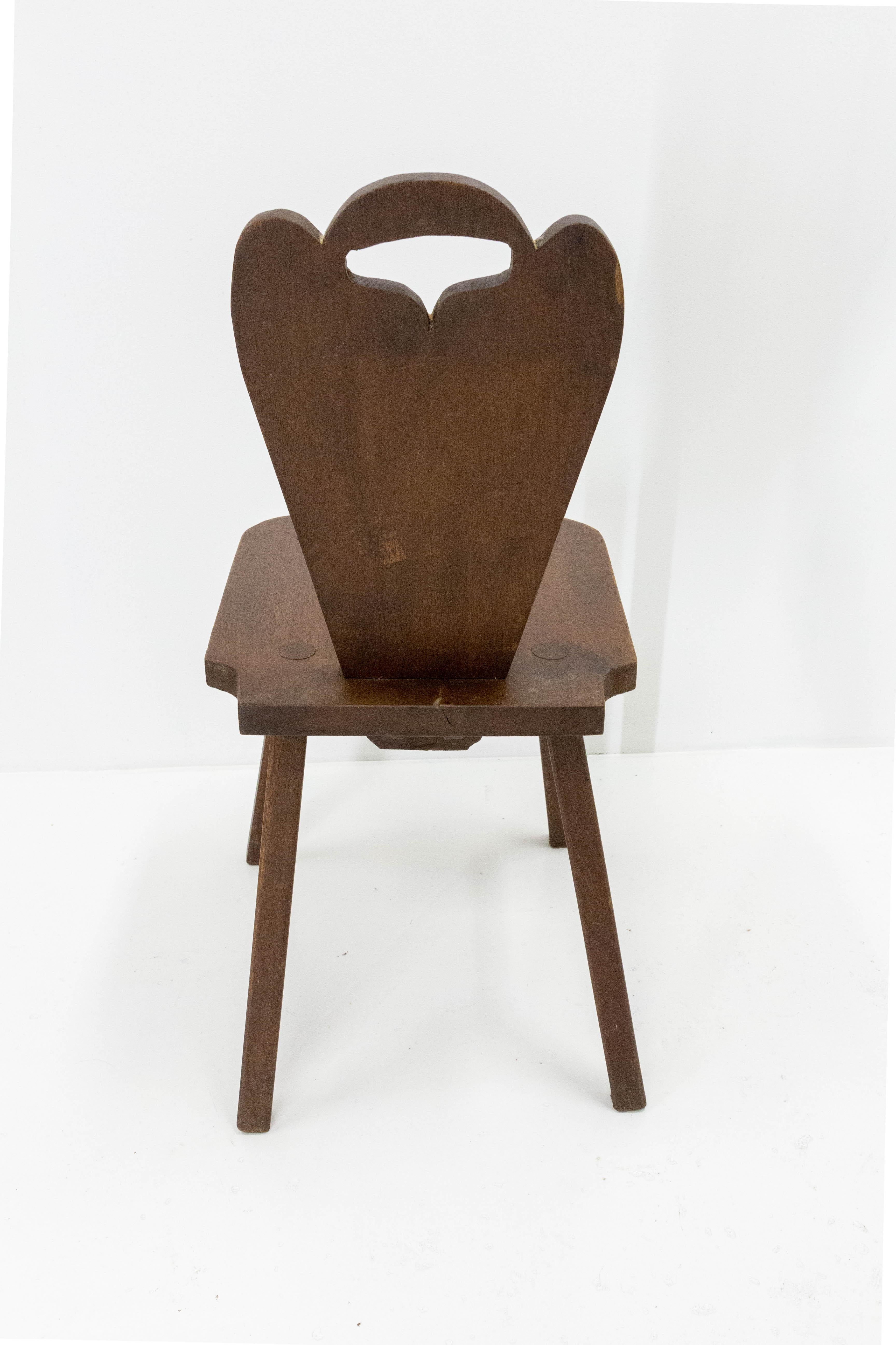 Six Dining Chairs Swiss Alp Escabelles Oak Brutalist Style, French 1950 3