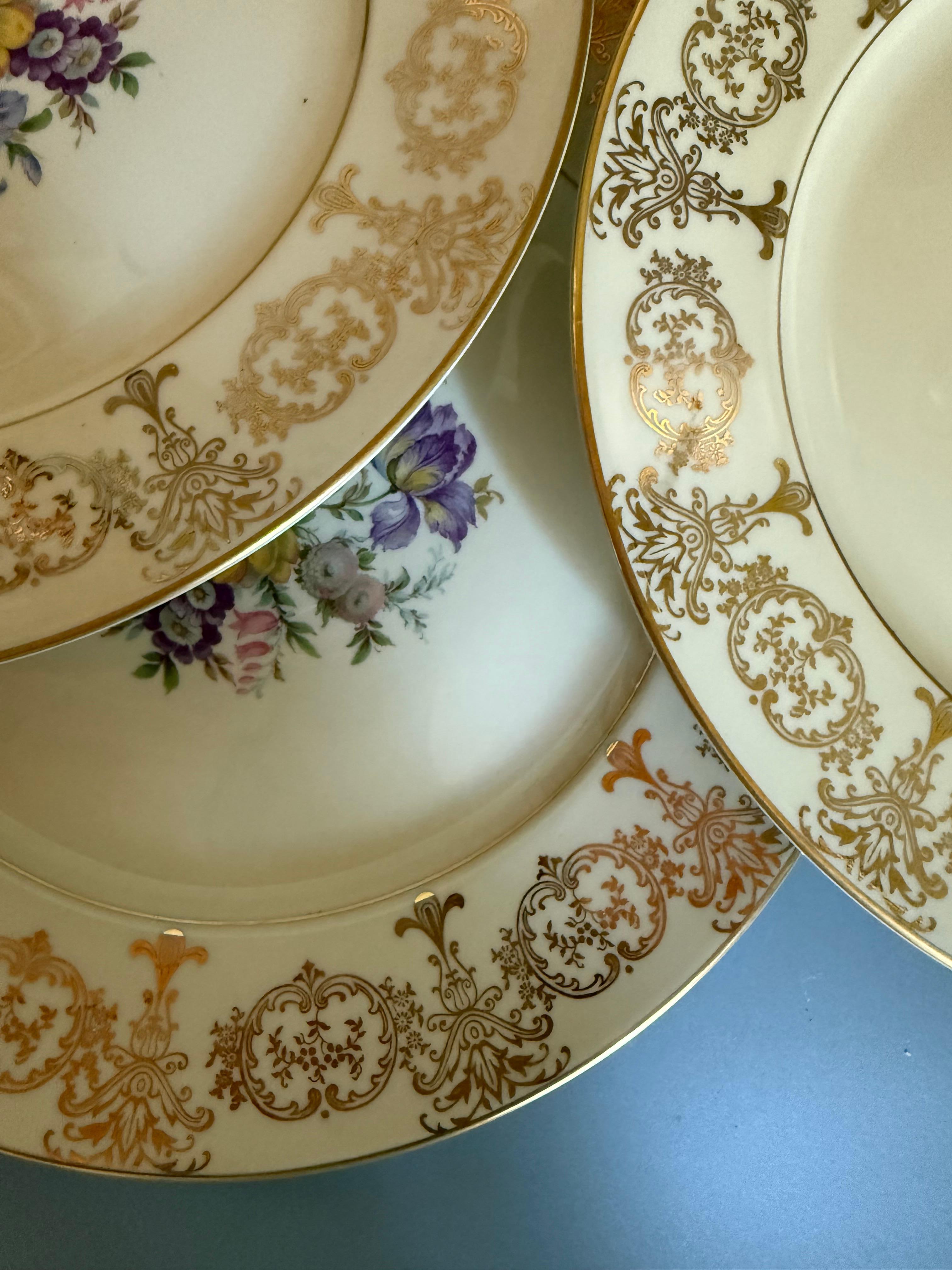 Six Dinner Plates Rosenthal Germany Flowers Gilts For Sale 5