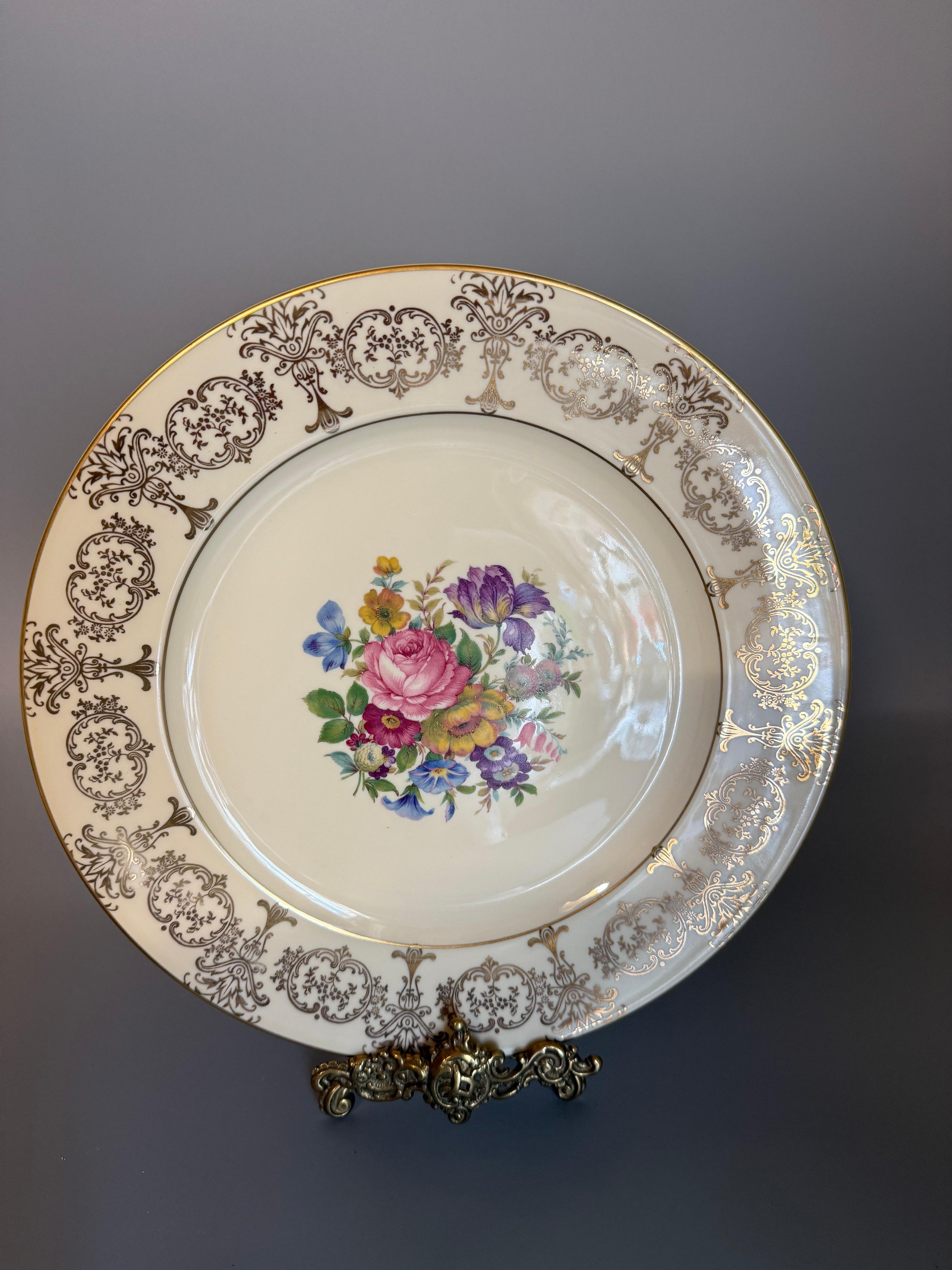 Six Dinner Plates Rosenthal Germany Flowers Gilts For Sale 6