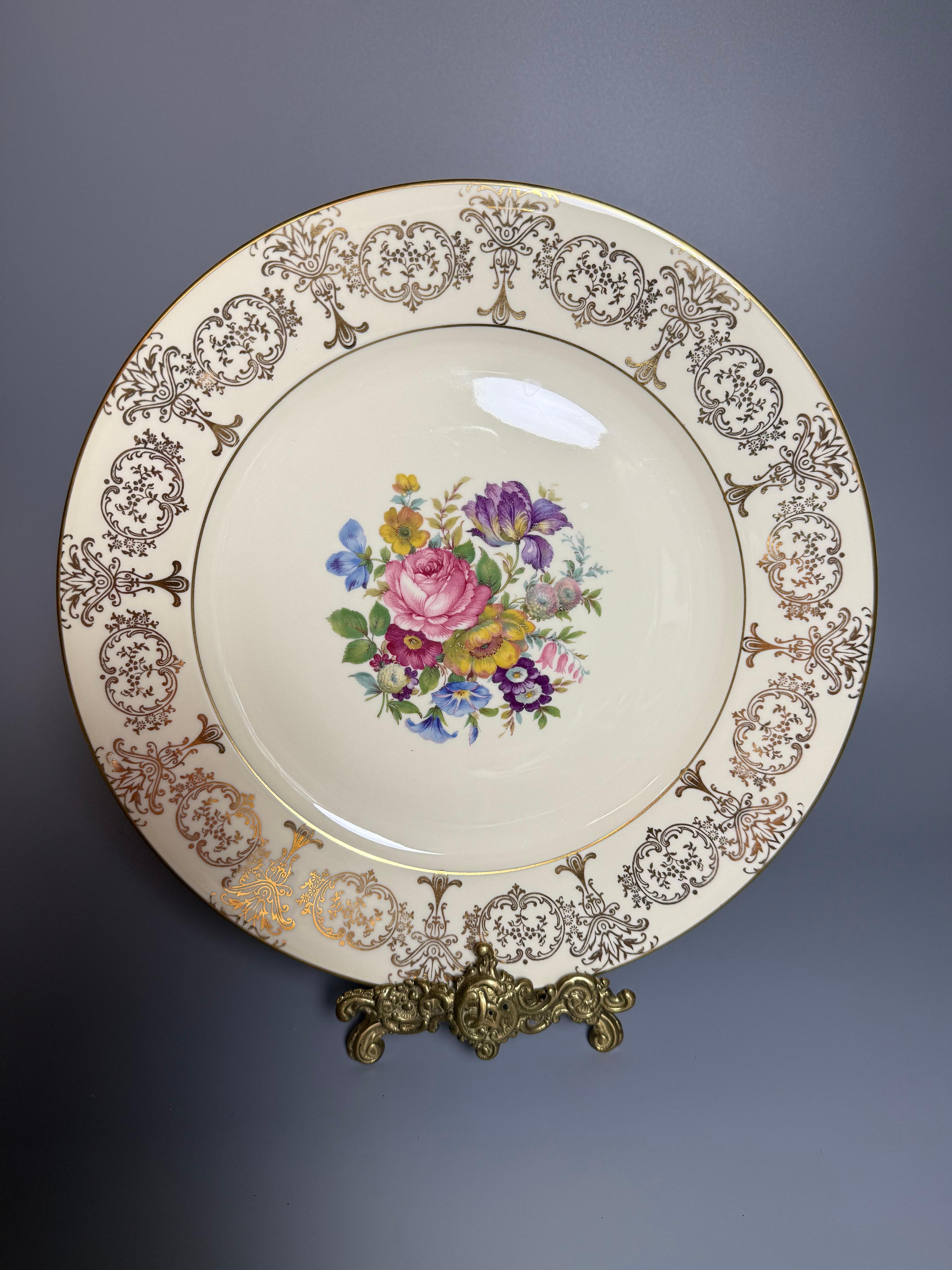 Six Dinner Plates Rosenthal Germany Flowers Gilts For Sale 7