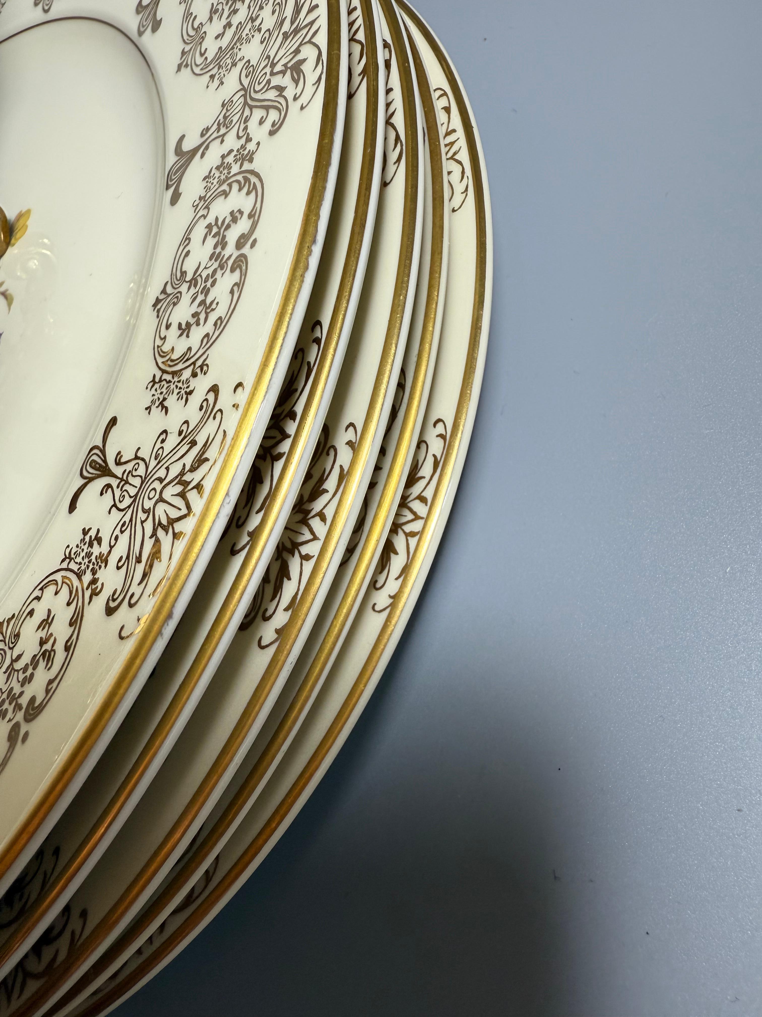 Six Dinner Plates Rosenthal Germany Flowers Gilts For Sale 9