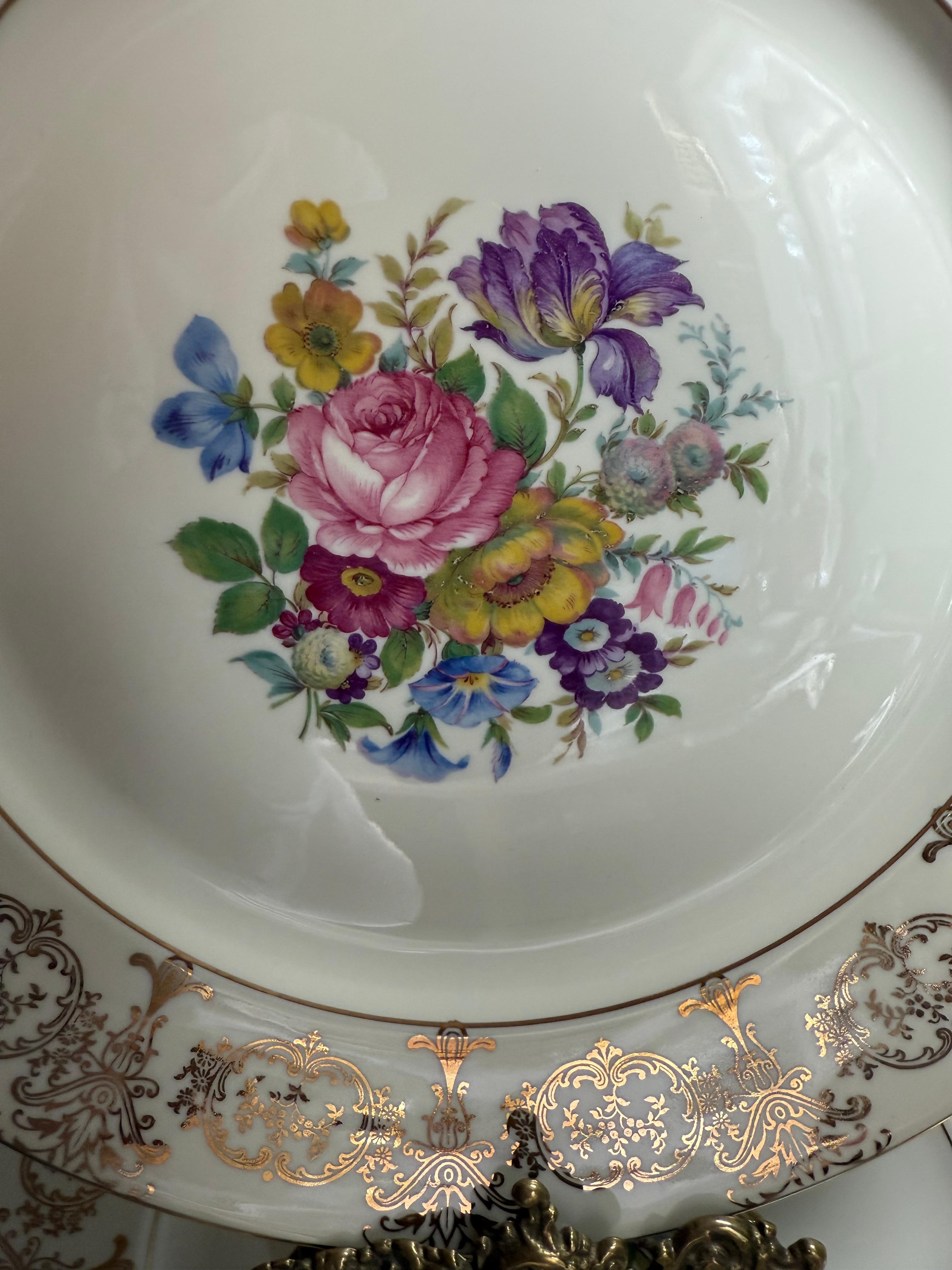 Six Dinner Plates Rosenthal Germany Flowers Gilts For Sale 10