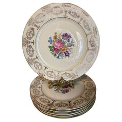 Rosenthal Antique Dinner Plates Set, Floral Design, 1930-1940