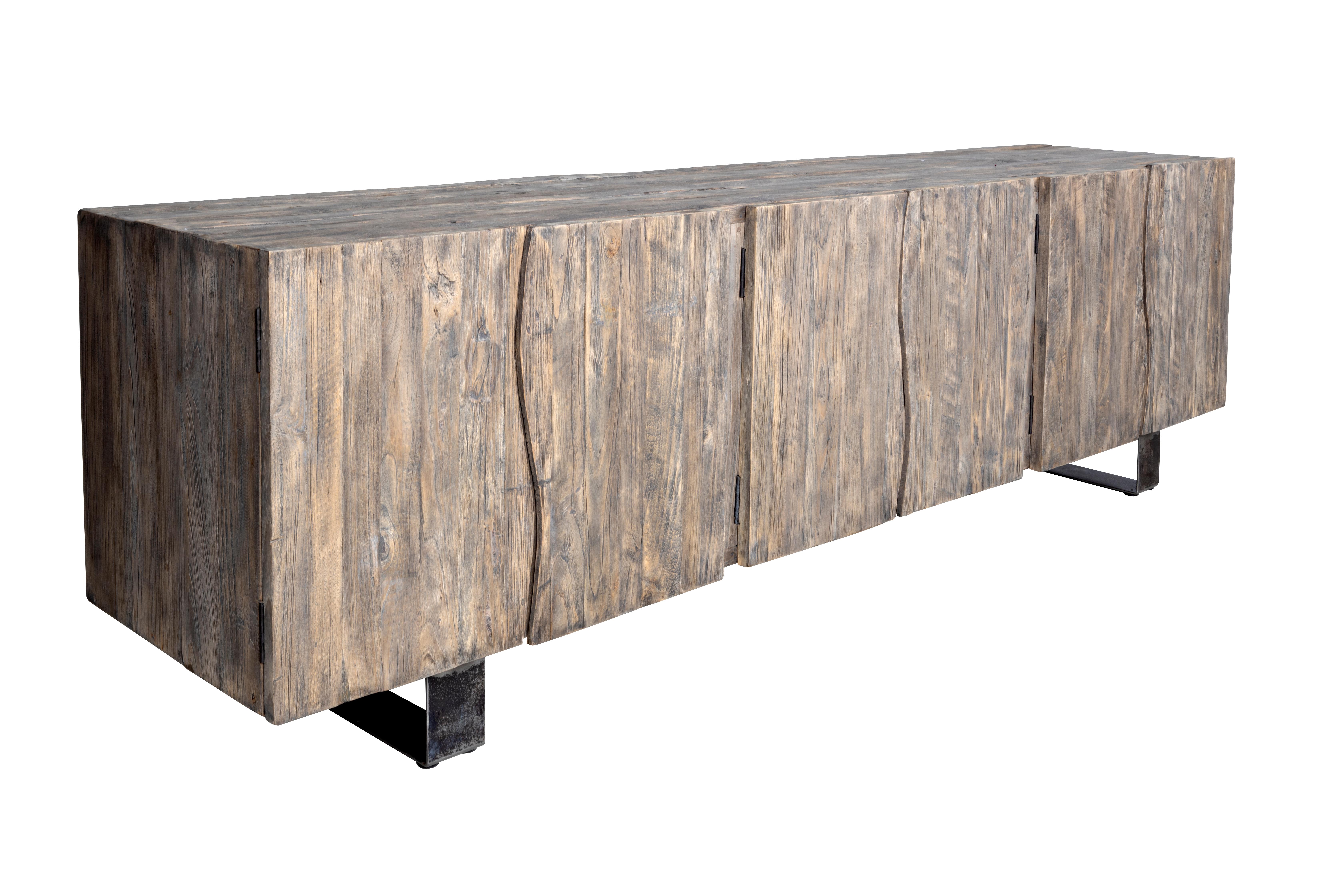 Patinated Low Profile Solid Wood Six Door Server