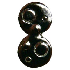 Boucle d'oreille simple Six Dots, argent sterling rhodié noir