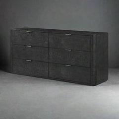 Six Drawer Black Art Deco Style Dresser