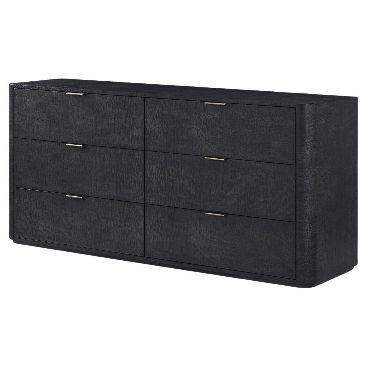 Six Drawer Black Art Deco Style Dresser