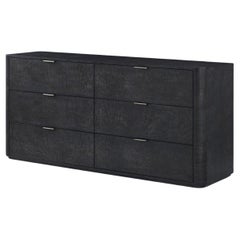 Six Drawer Black Art Deco Style Dresser