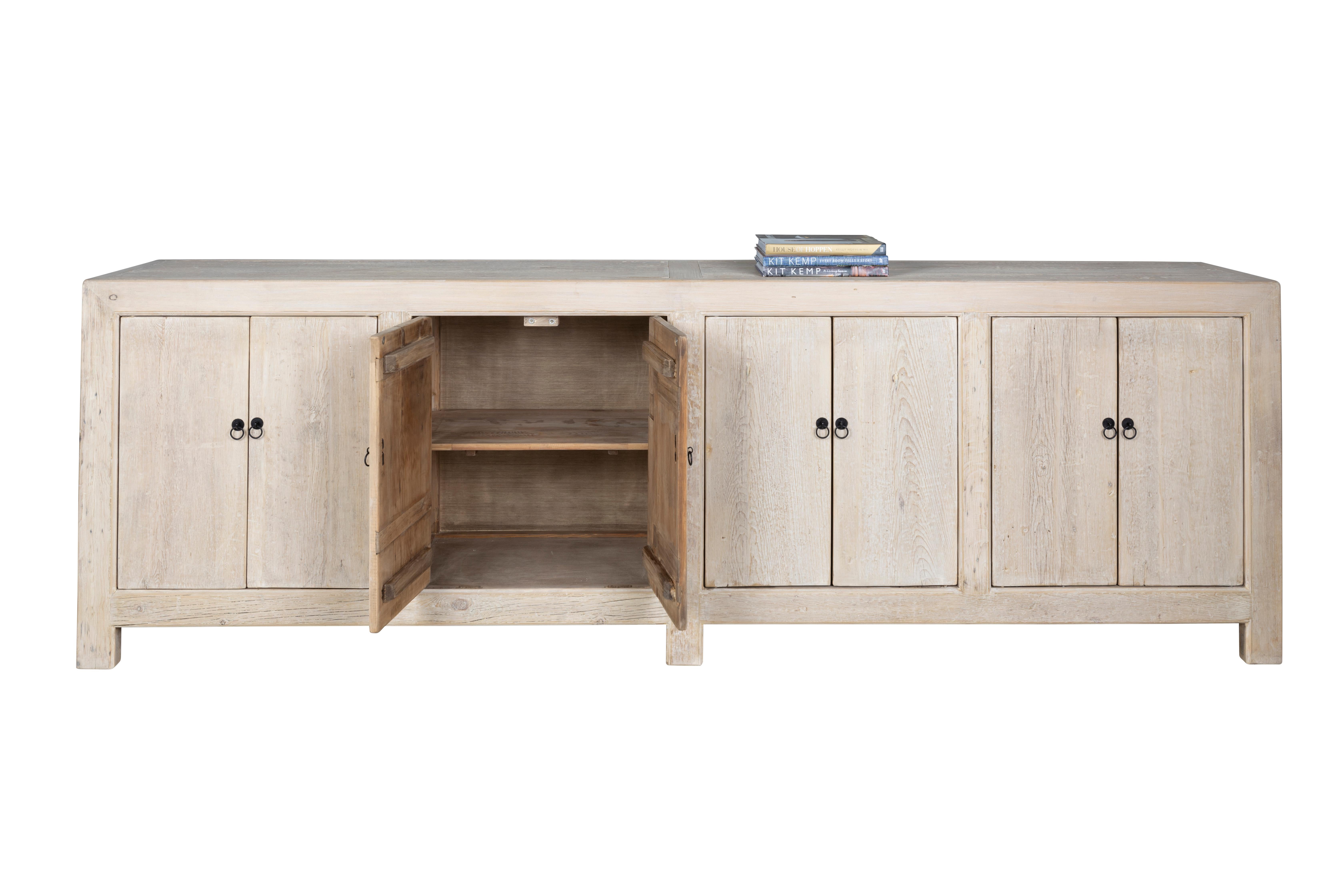 Vintage eight door server. Made out of bleached elm with metal pulls.

The piece is a part of our one-of-a-kind collection, Le Monde. Exclusive to Brendan Bass. 

Globally curated by Brendan Bass, Le Monde furniture and accessories offer modern