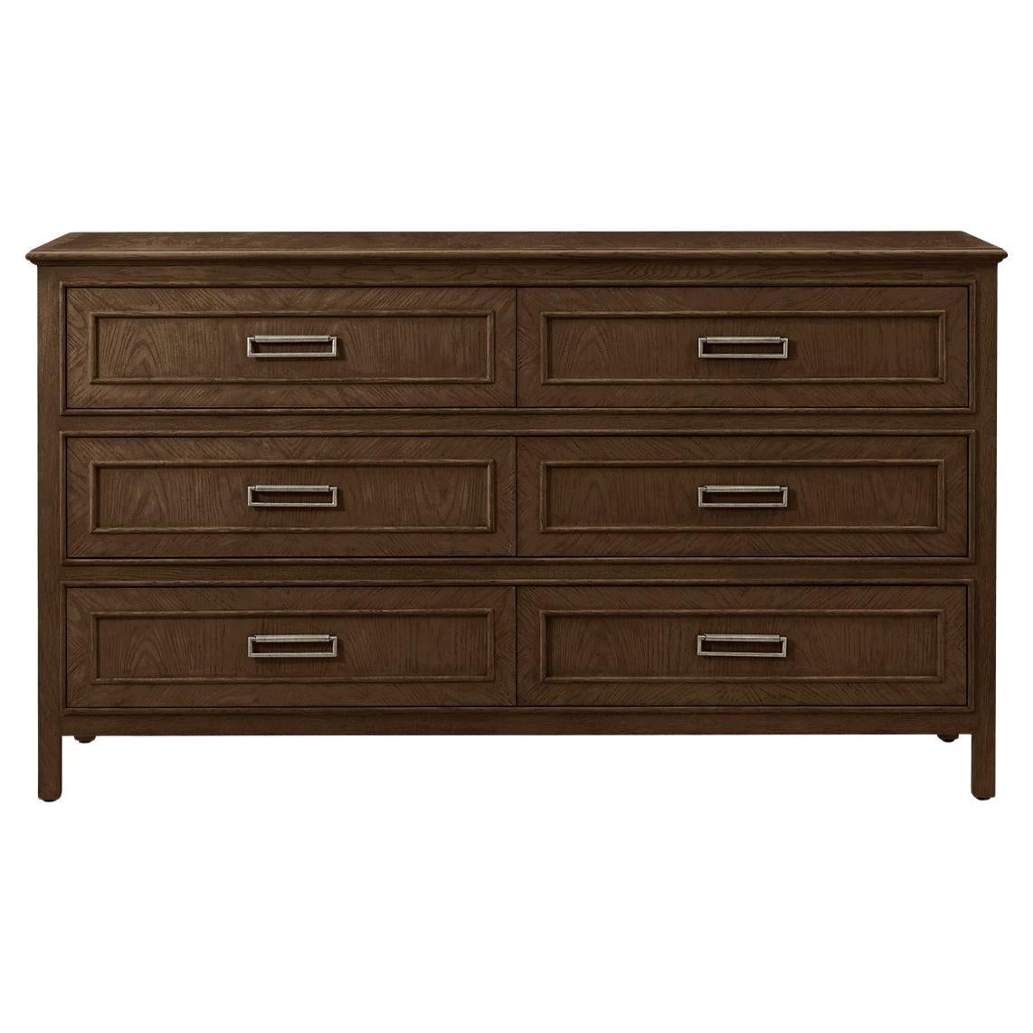 Six Drawer Brown Oak Dresser