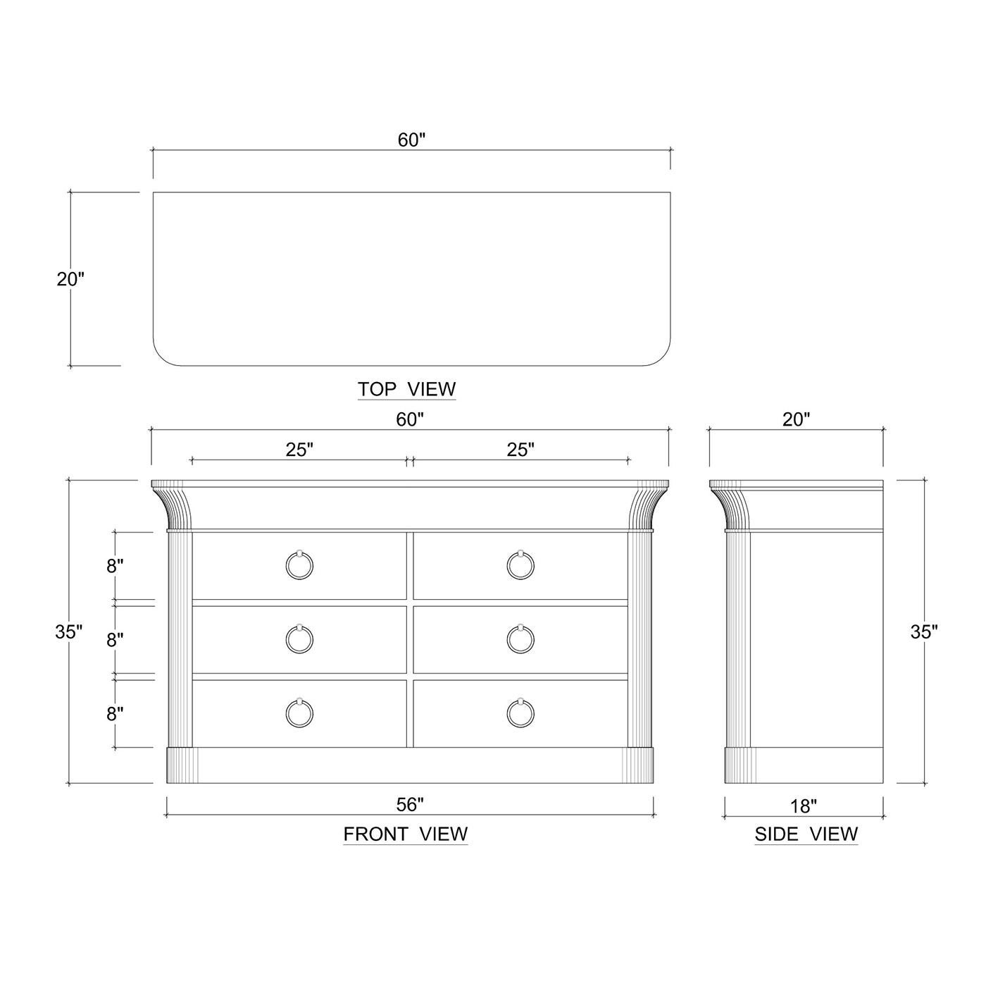 Six Drawer Linen Wrapped Dresser 3