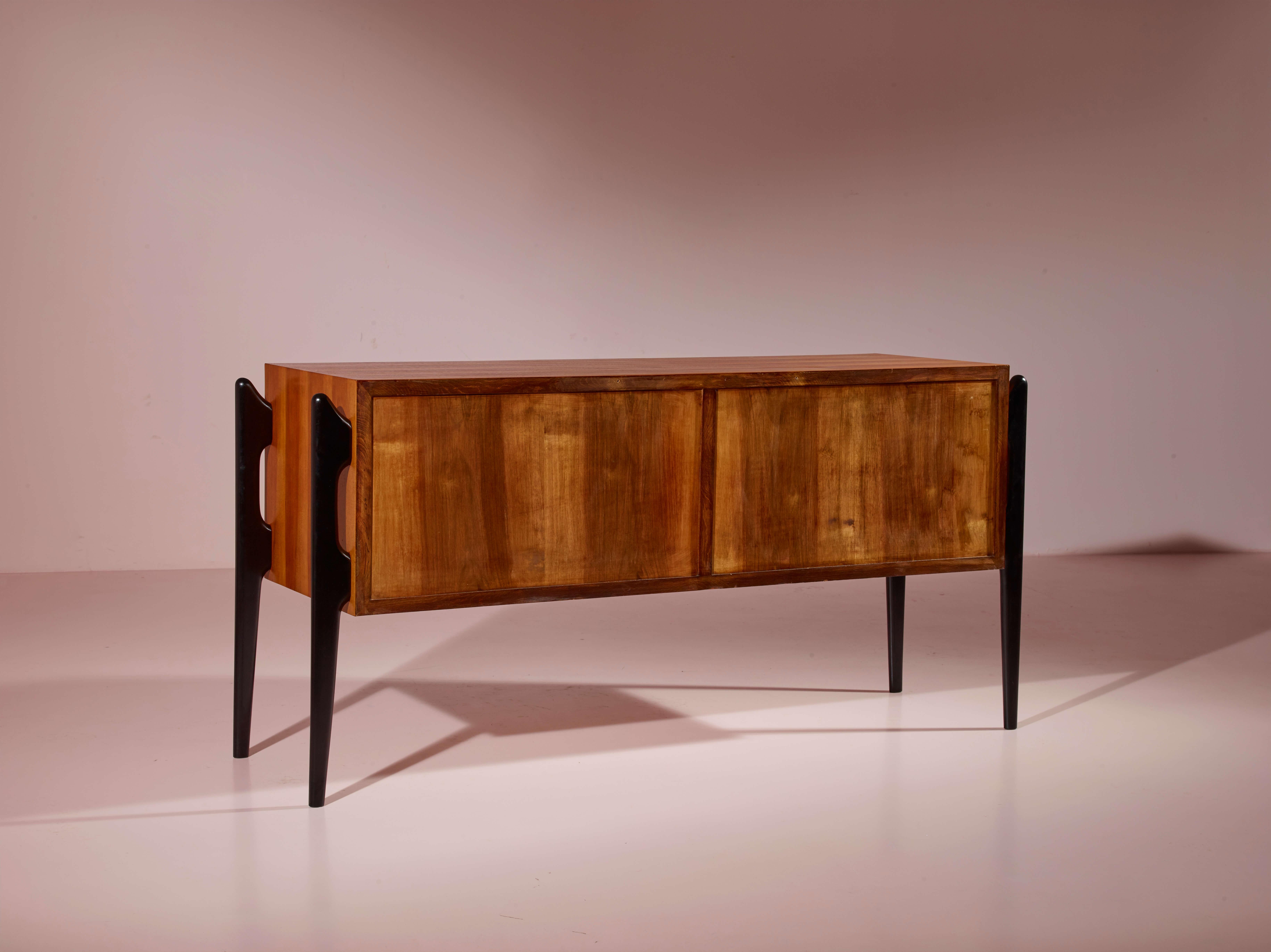 Six-drawer sideboard in veneered wood and stained beech, Cantù, Italy, 1950s 3