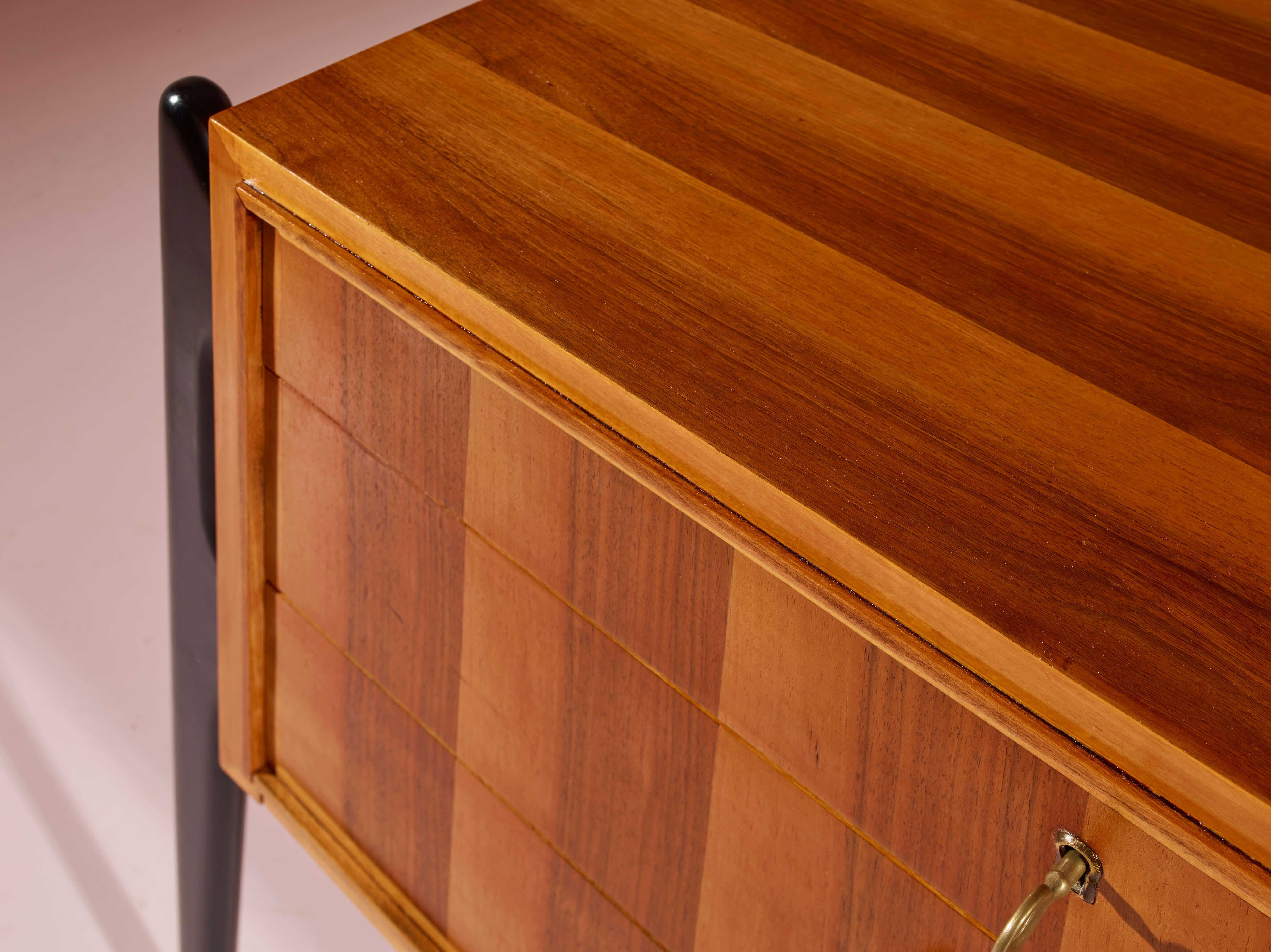 Mid-20th Century Six-drawer sideboard in veneered wood and stained beech, Cantù, Italy, 1950s