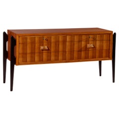Six-drawer sideboard in veneered wood and stained beech, Cantù, Italy, 1950s