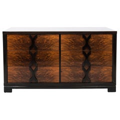 Six-Drawer Walnut and Rosewood Dresser