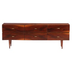 Six-Drawer Walnut Low Dresser / Credenza, C. 1955.