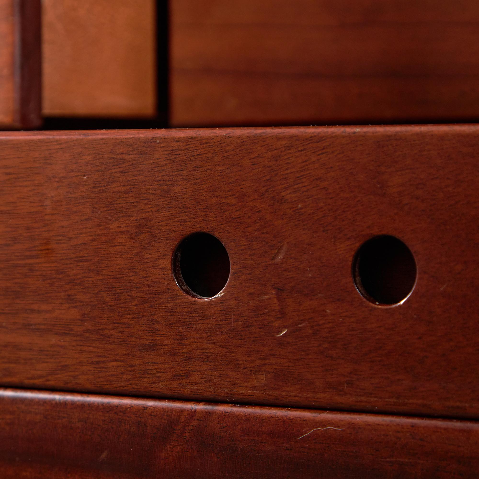 Six Drawer Walnut Sideboard with Circular Handles, 1980s For Sale 3