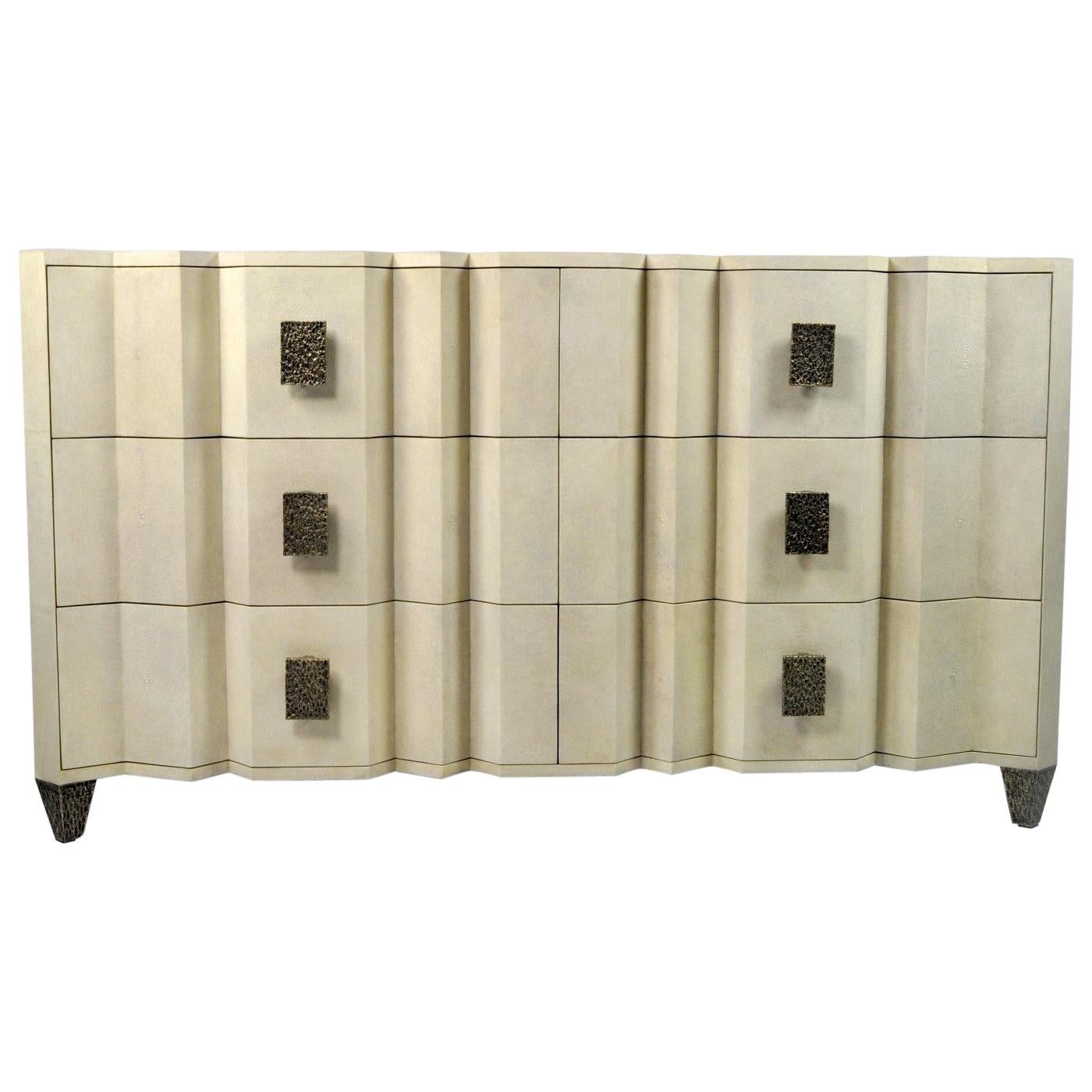 Six Drawers Shagreen Dresser Accordeon by Ginger Brown For Sale
