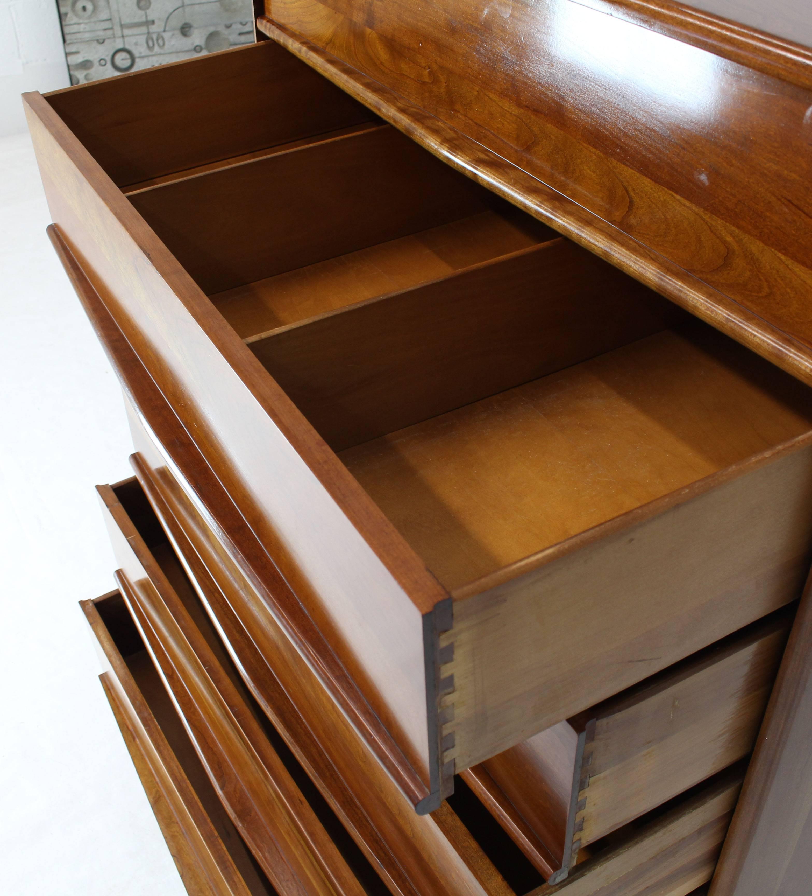 Six Drawers Solid Cherry Mid-Century Modern Design High Chest 8