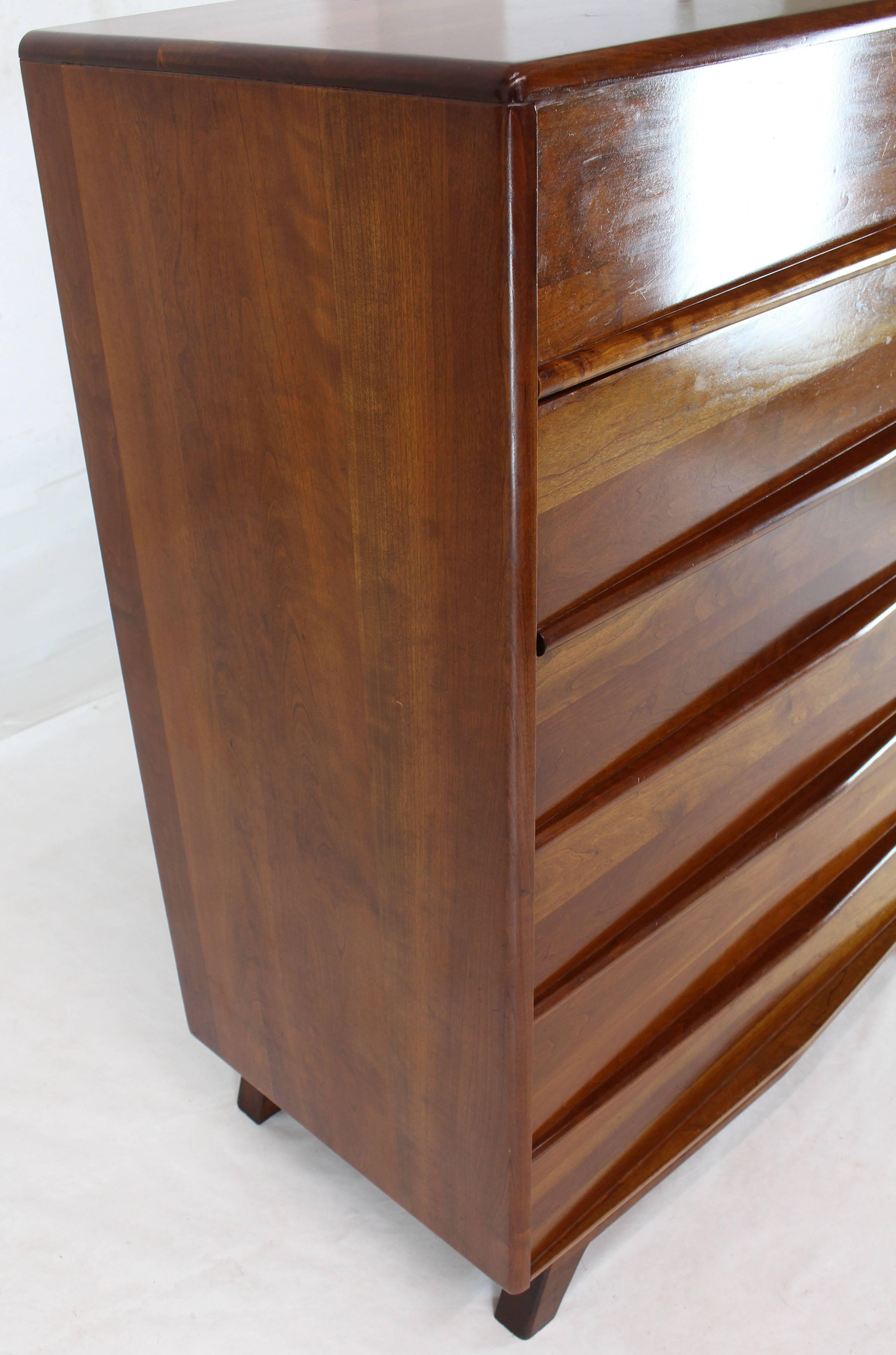 Six Drawers Solid Cherry Mid-Century Modern Design High Chest 9