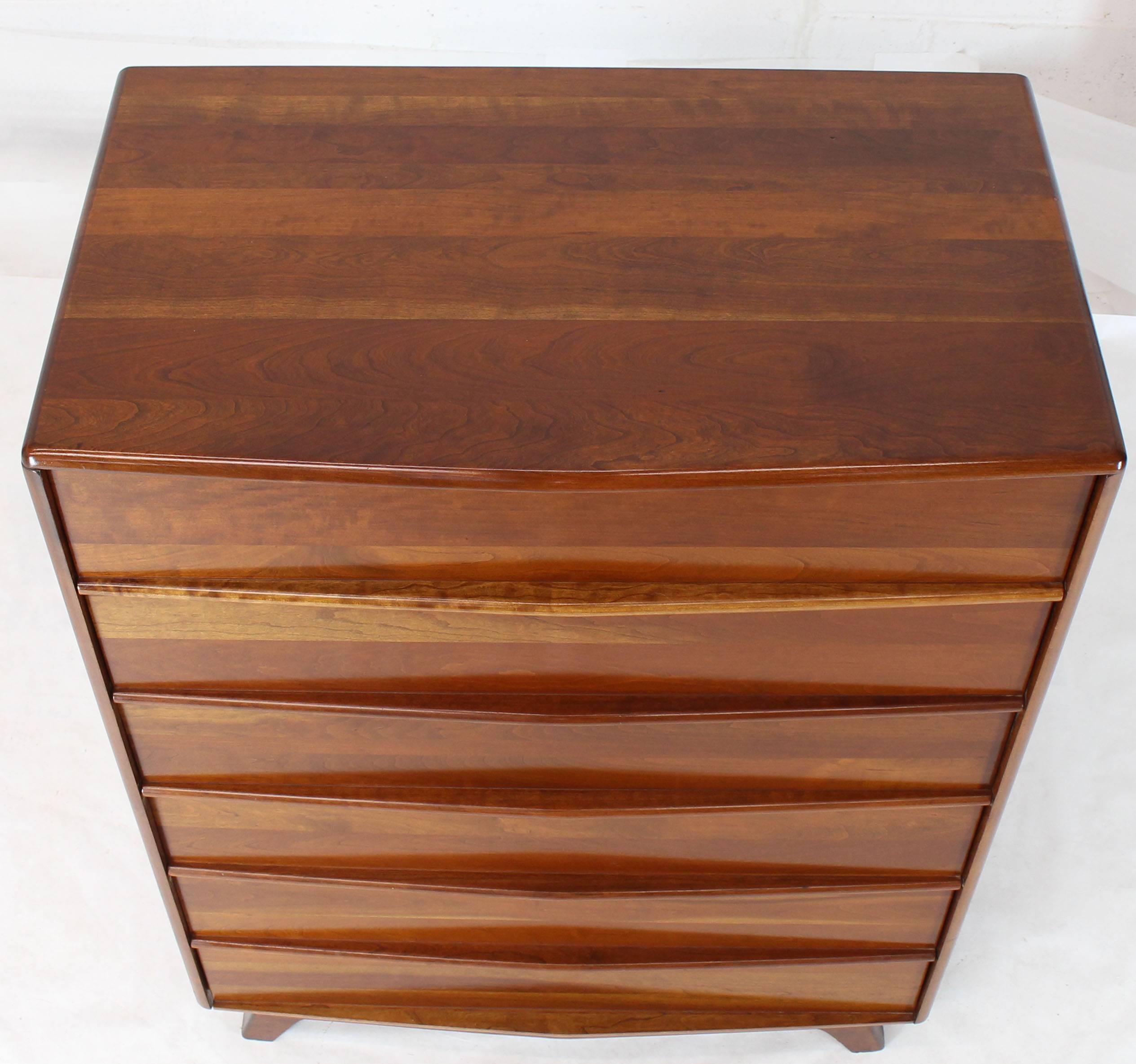 American Six Drawers Solid Cherry Mid-Century Modern Design High Chest