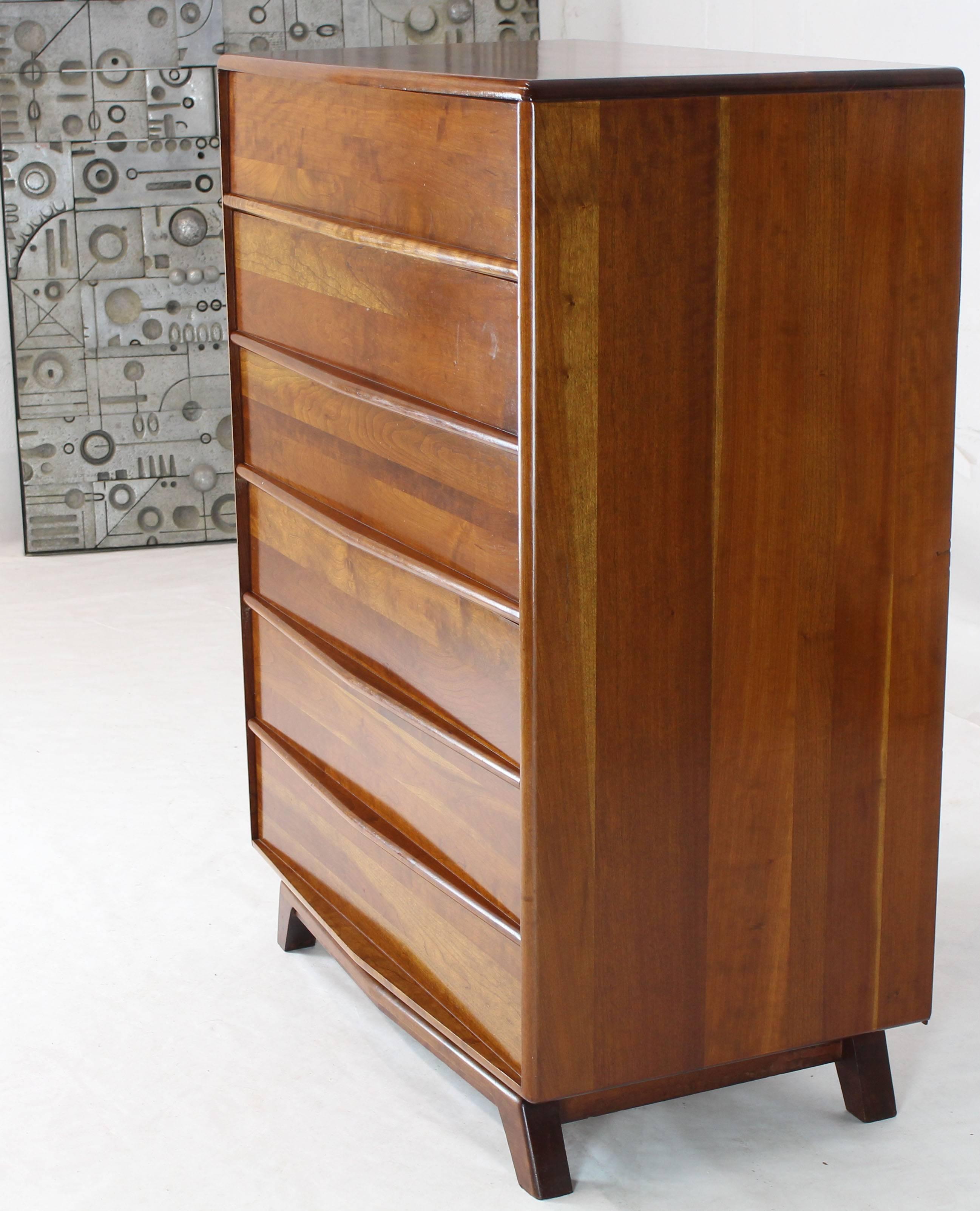 Lacquered Six Drawers Solid Cherry Mid-Century Modern Design High Chest