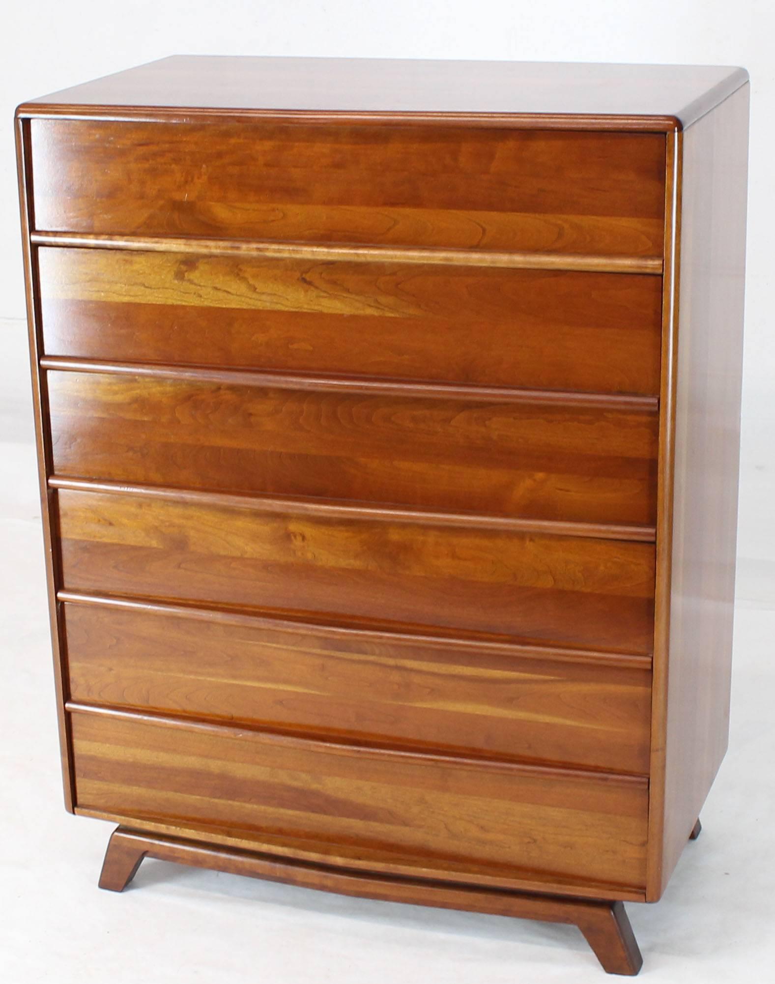 20th Century Six Drawers Solid Cherry Mid-Century Modern Design High Chest