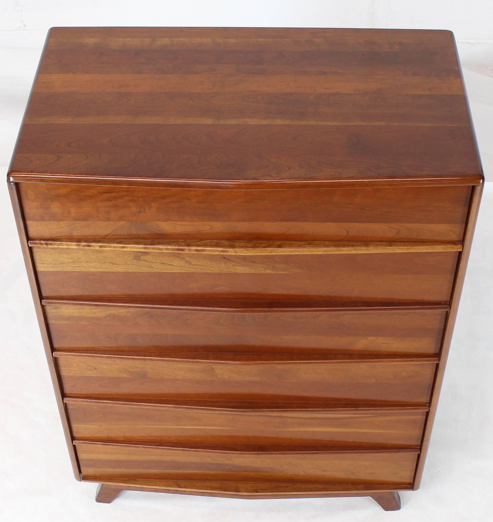 Six Drawers Solid Cherry Mid-Century Modern Design High Chest 1