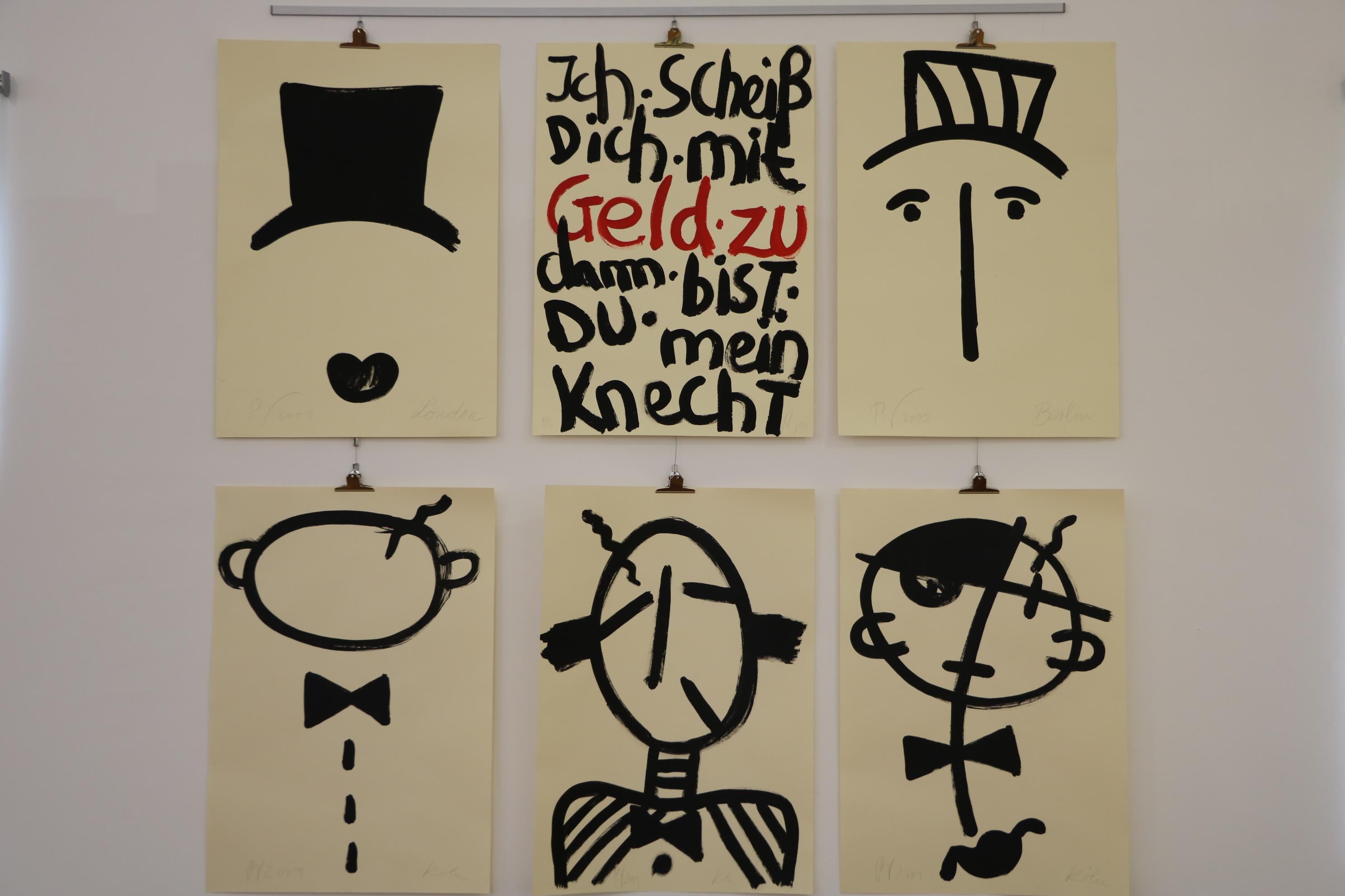 Six Drawings, Series by the German Artist Peter Krüger Arcylic on Paper In Good Condition For Sale In Köln, NRW