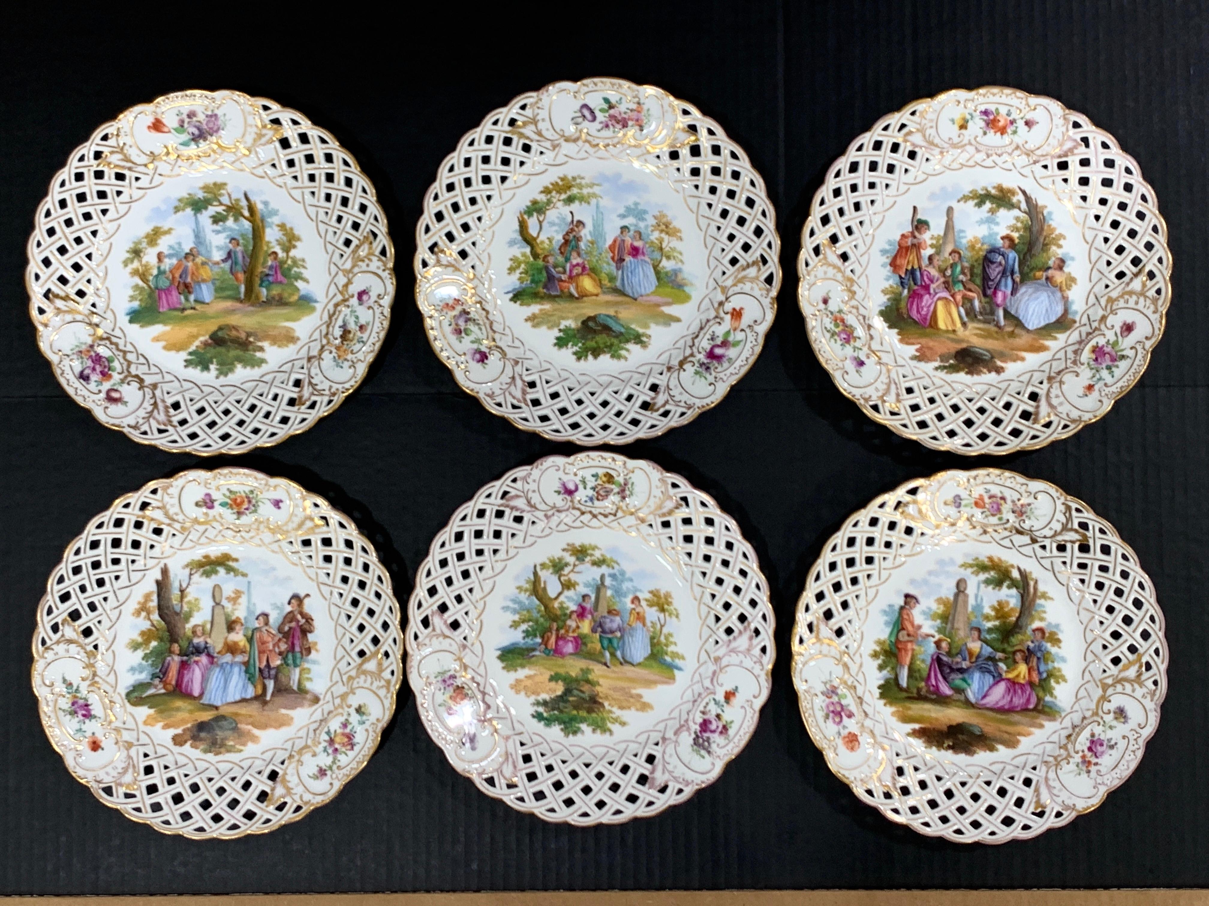 Dresden Reticulated Plates - 3 For Sale on 1stDibs