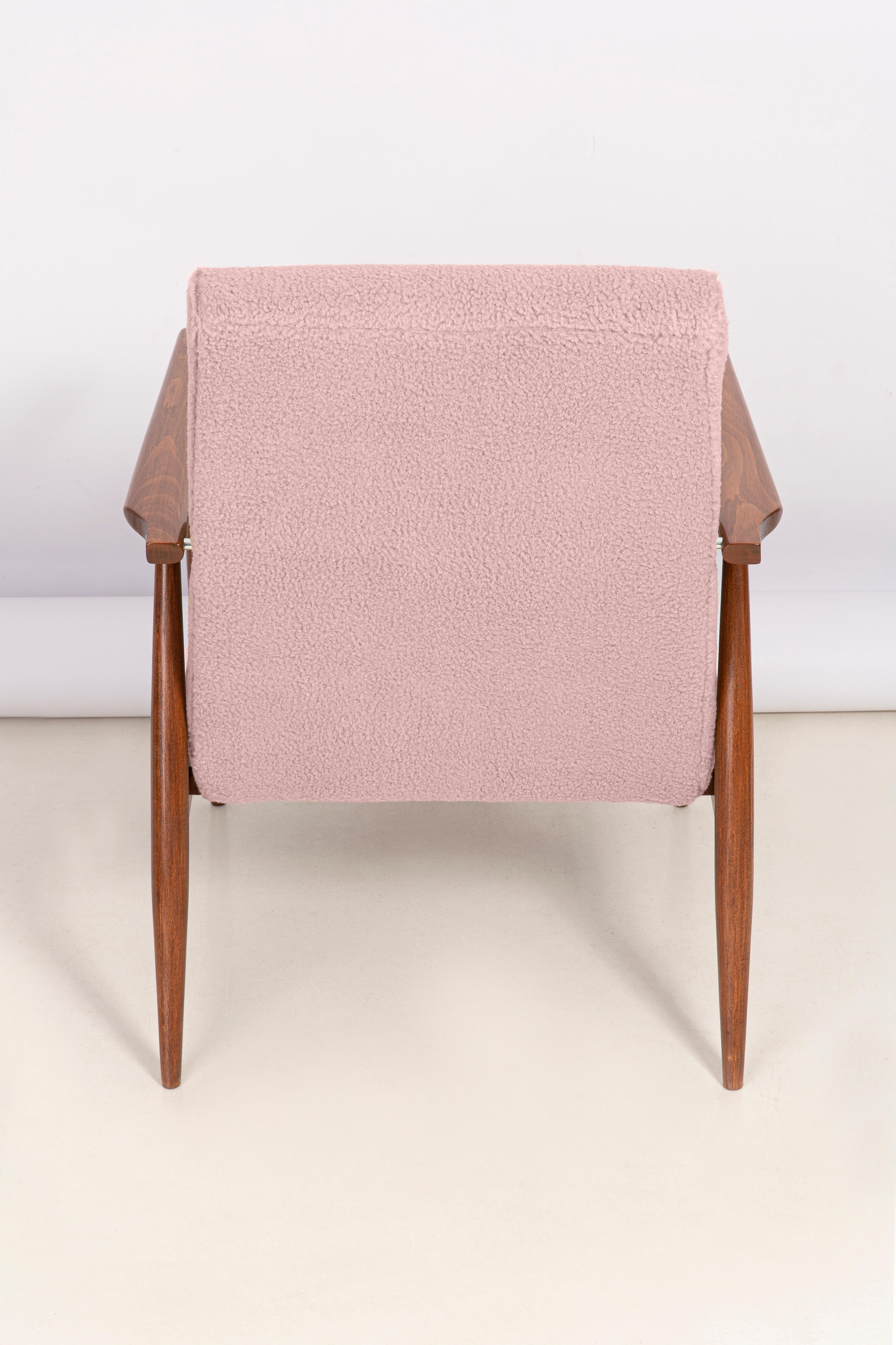 Six fauteuils en dante Boucl rose poussiéreux, H. Lis, Europe, années 1960 en vente 6