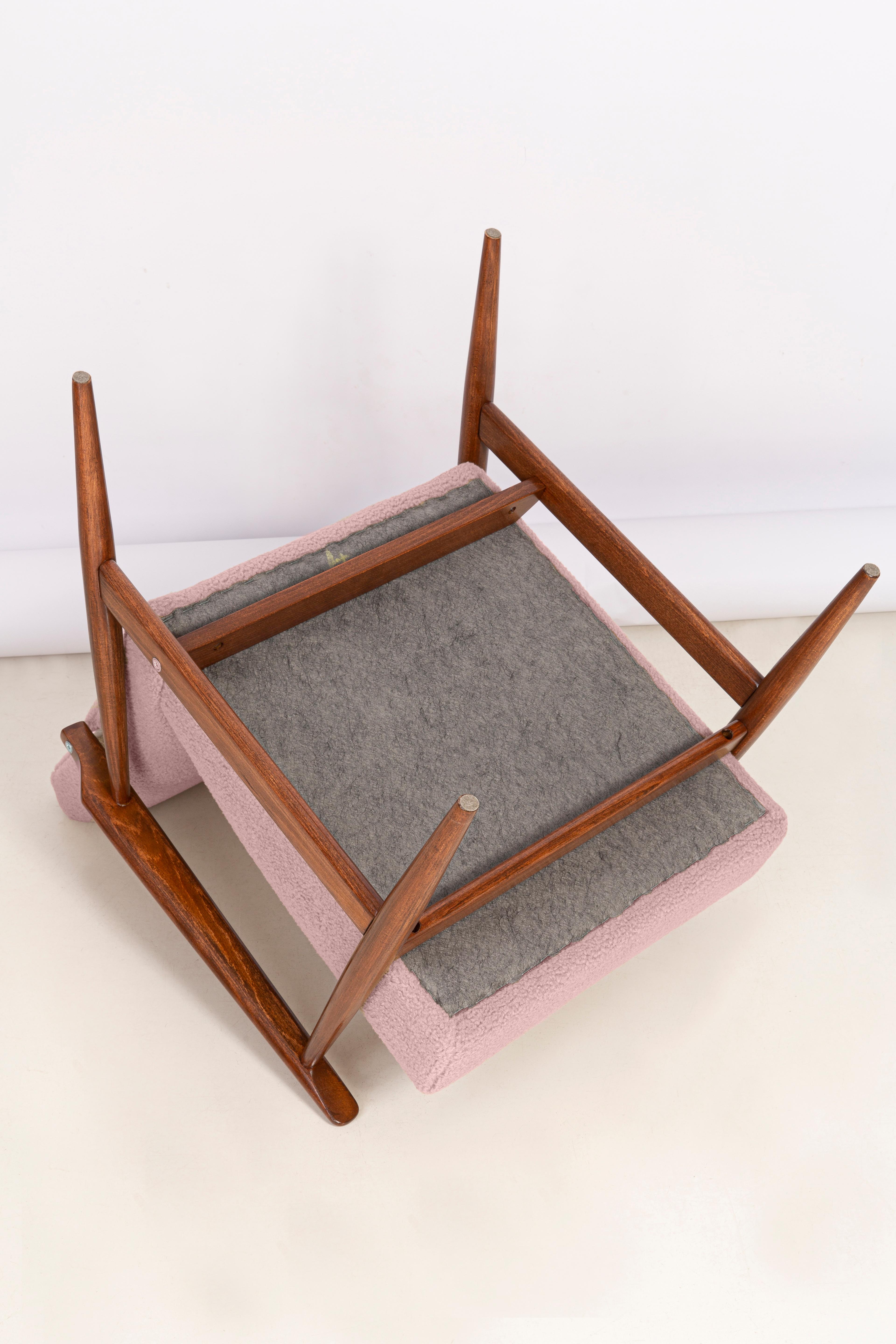 Six fauteuils en dante Boucl rose poussiéreux, H. Lis, Europe, années 1960 en vente 7