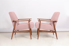 Six Dusty Pink Bouclé Dante Armchairs, H. Lis, Europe, 1960s