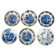 Six Dutch Delft Plates Netherlands Circa 1800