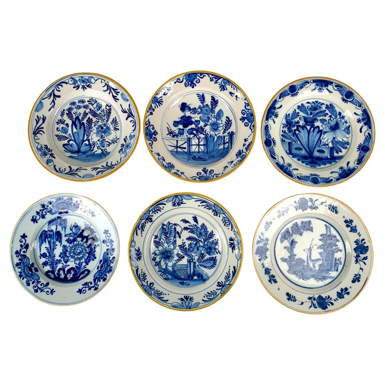 Six Dutch Delft Plates Netherlands Circa 1800 For Sale at 1stDibs