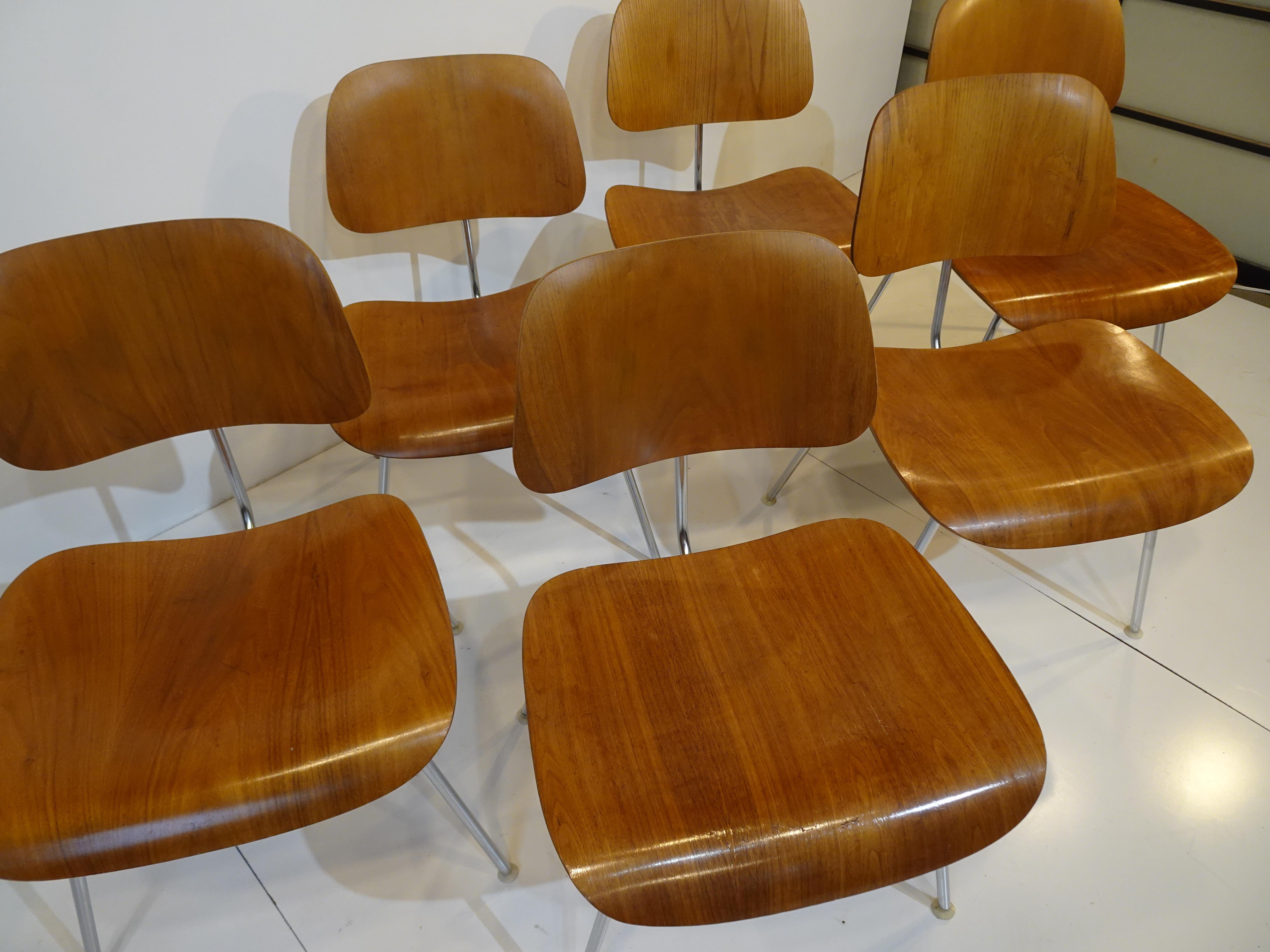 Six Eames DCM Dining Chairs for Herman Miller 3