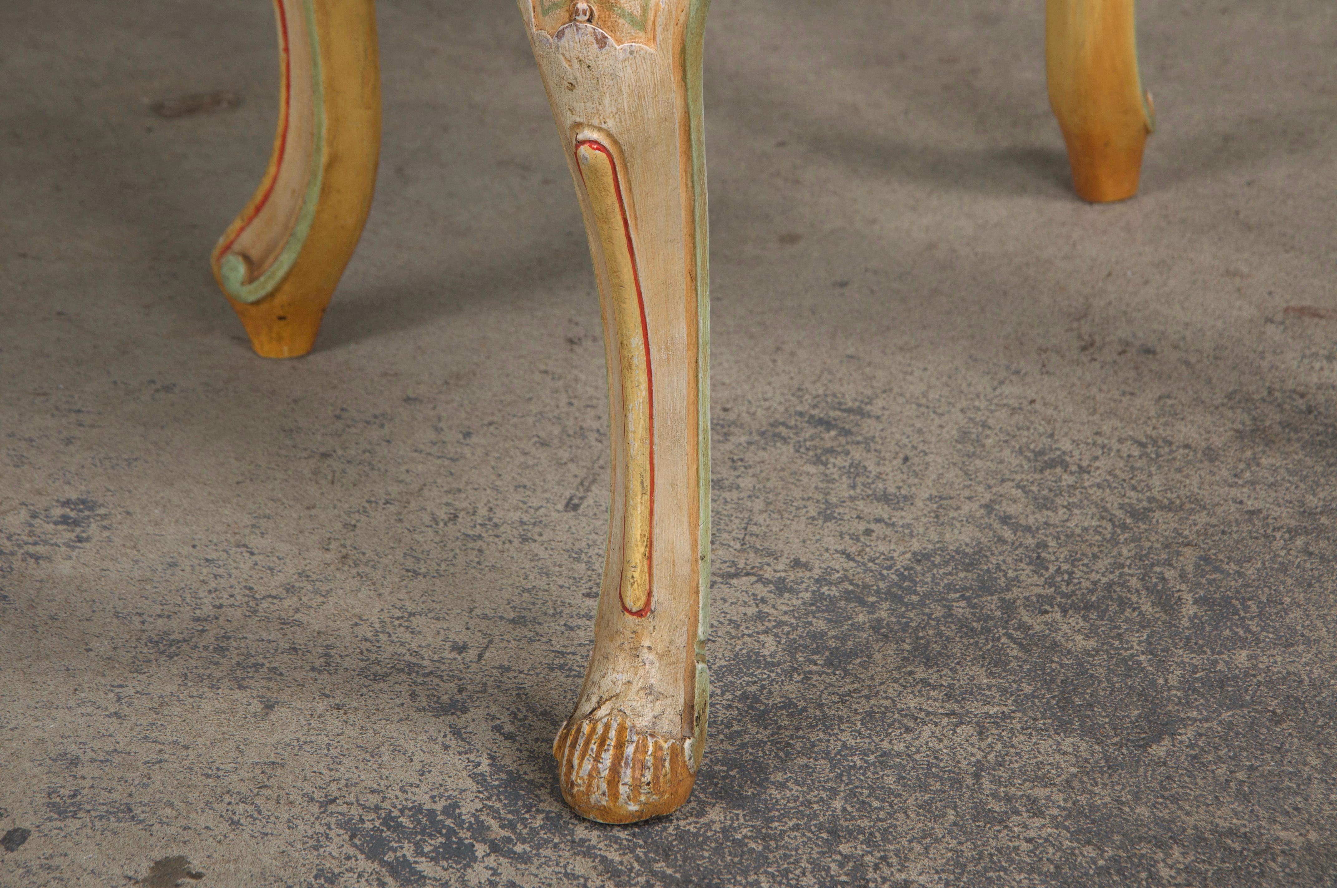 Six Early 19th Century French Louis XV Style Painted Cane Back Dining Chairs For Sale 12