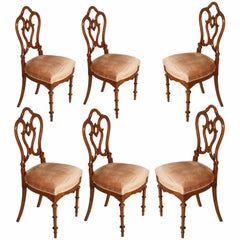 Six Early 19th Century Venetian Chairs, Walnut, Empire Style, wax polished