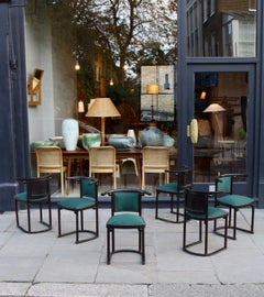 Six Early 1st Edition Black Lacquer Fledermaus Chairs, Josef Hoffmann circa 1910
