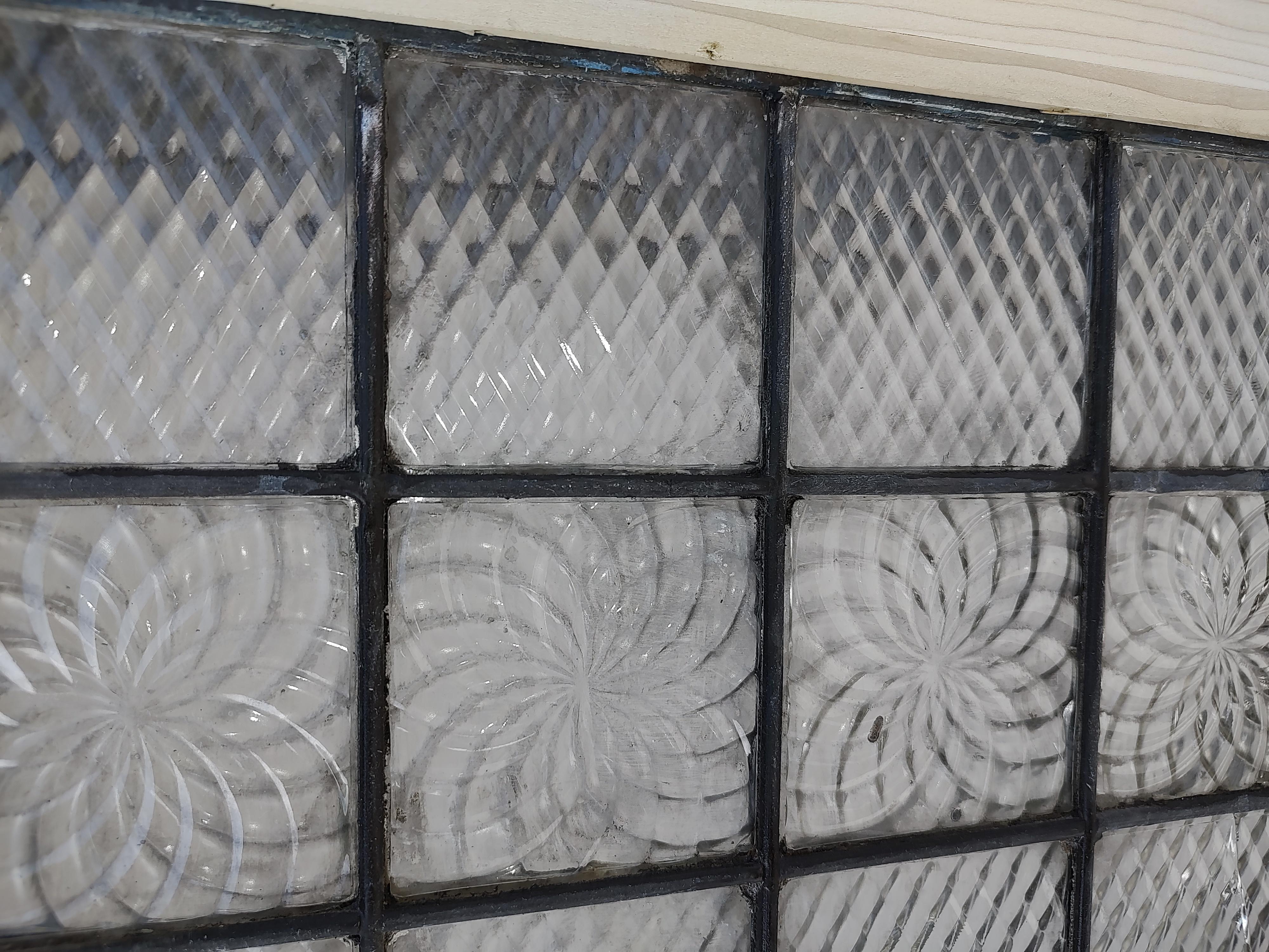 Art Glass Six Early 20th Century Large Textured Glass Windows in the style of   Luxfer  For Sale