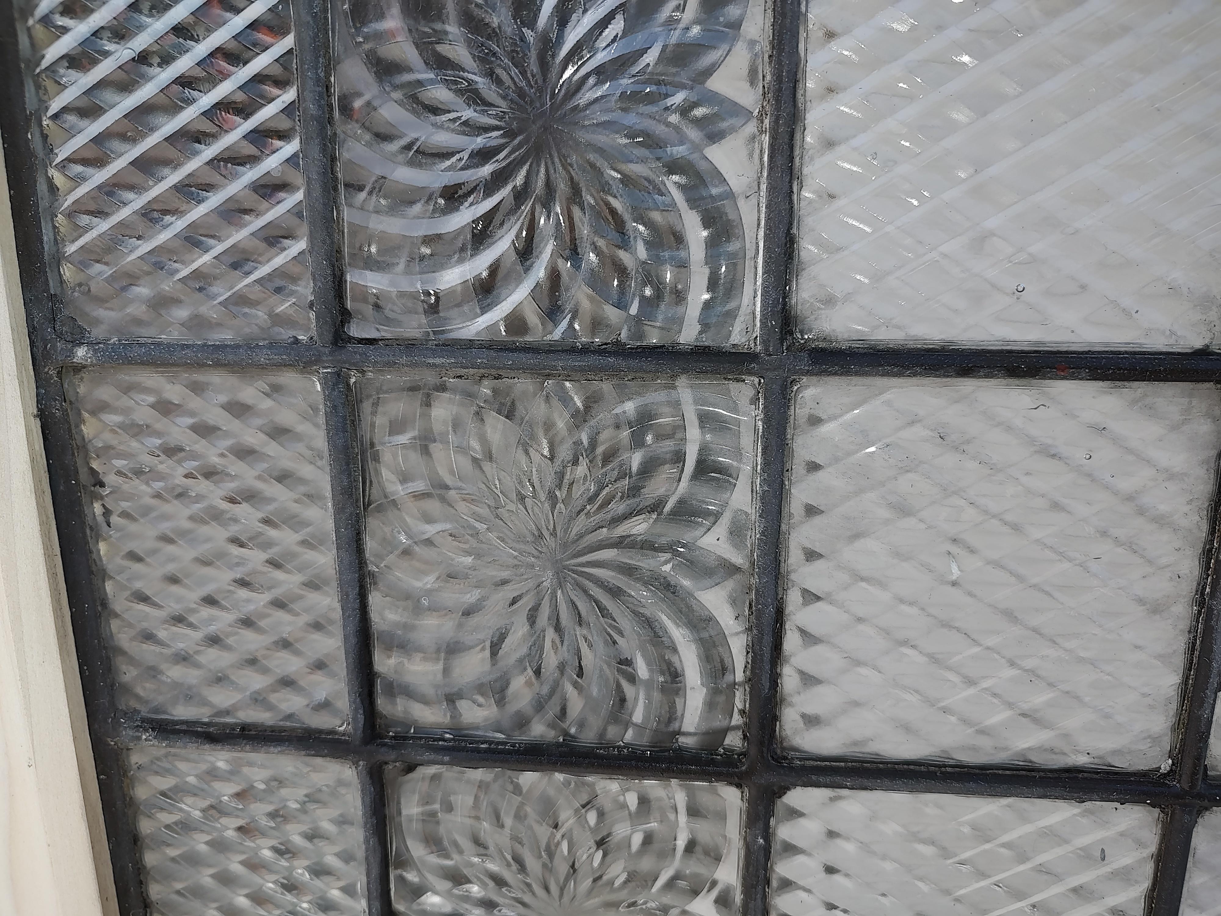 Six Early 20th Century Large Textured Glass Windows in the style of   Luxfer  For Sale 3