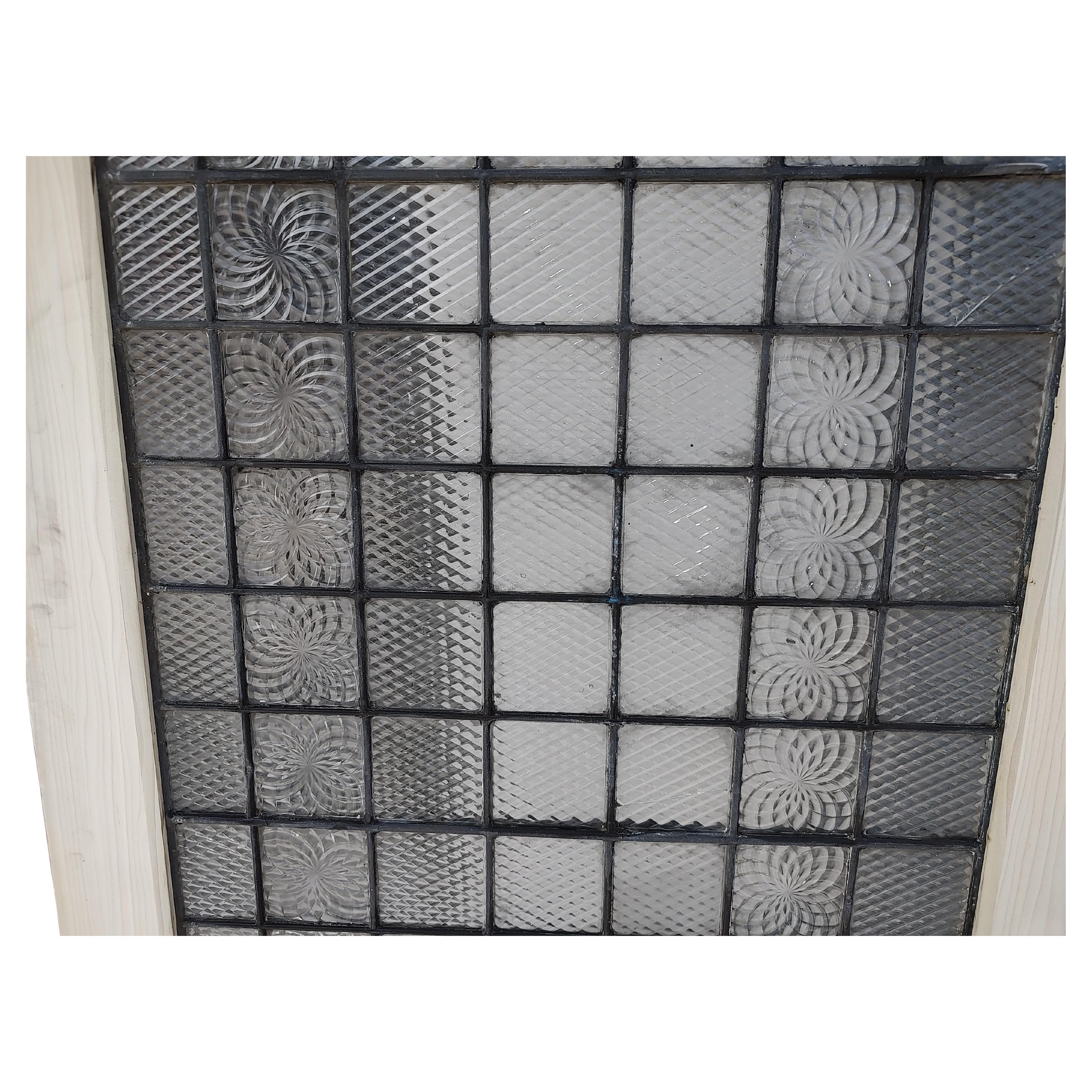 American Six Early 20th Century Large Textured Glass Windows in the style of   Luxfer