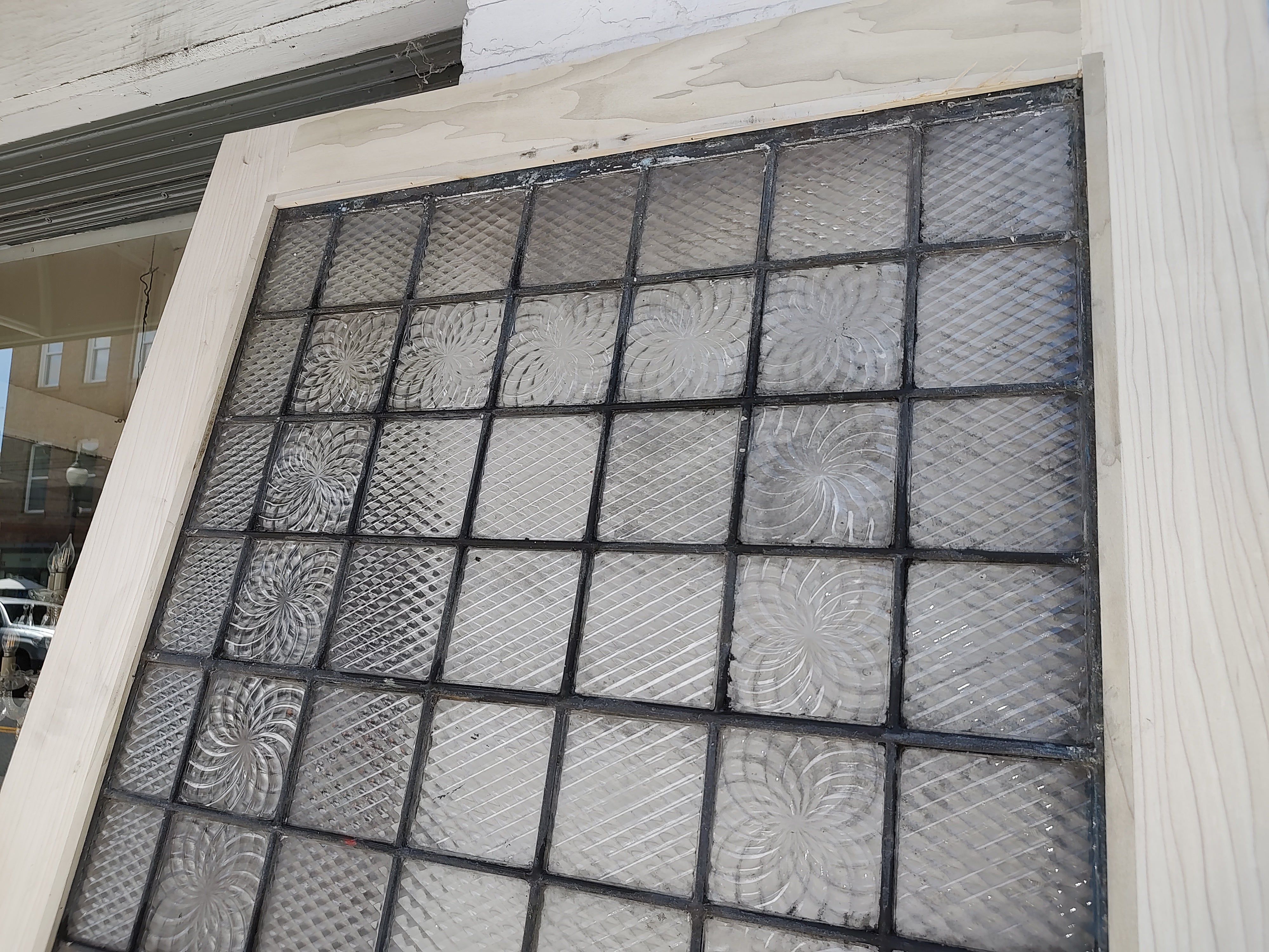 Hand-Crafted Six Early 20th Century Large Textured Glass Windows in the style of   Luxfer