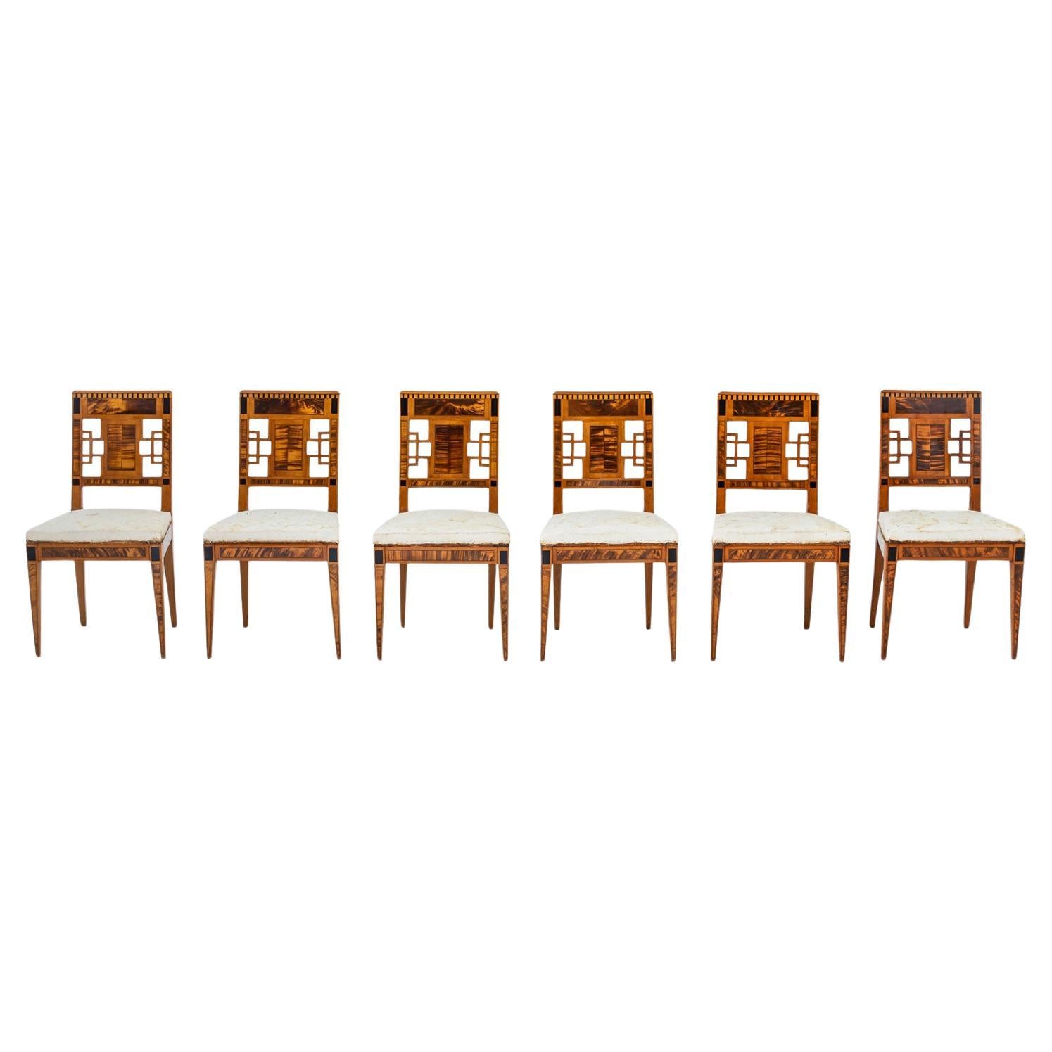 Six chaises d'appoint Biedermeier, Allemagne vers 1810