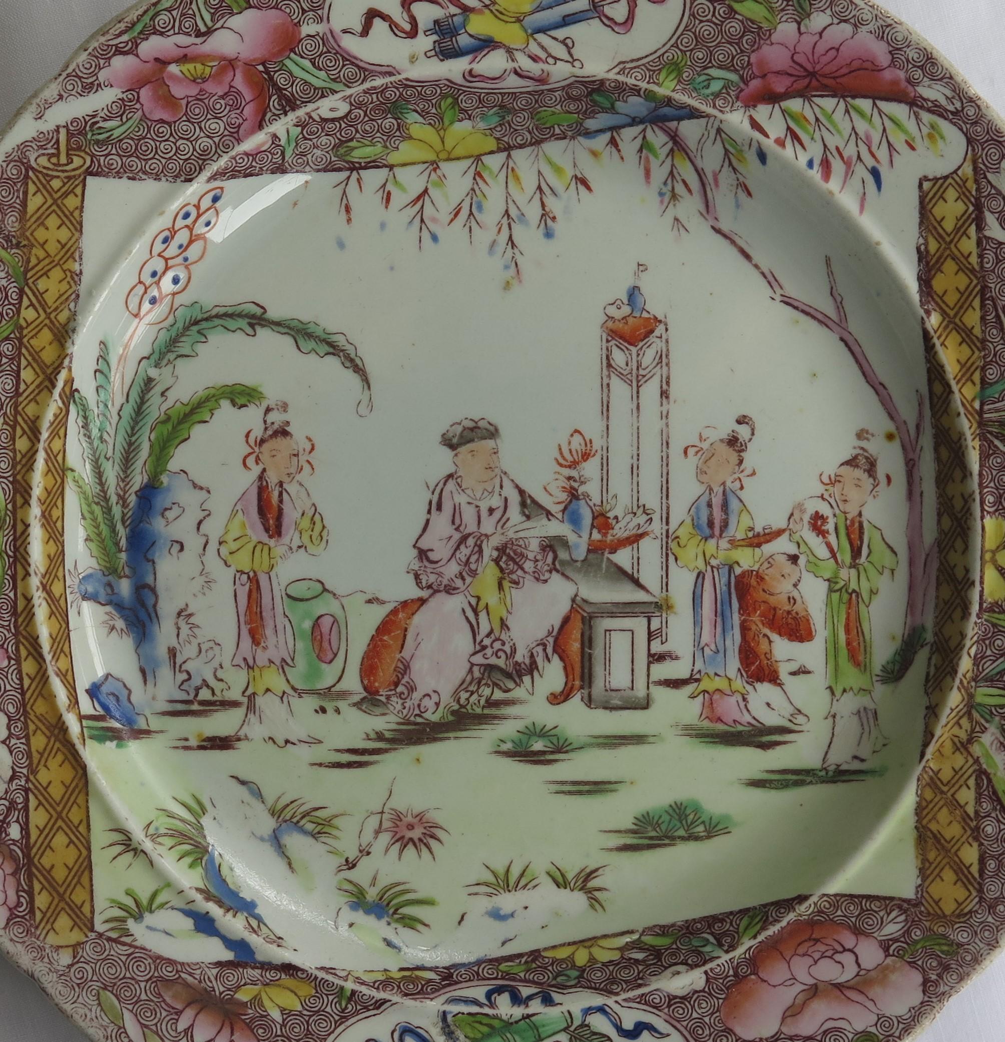 Six Early Mason's Ironstone Dinner Plates Harlequin Set Some Rare, circa 1815 4