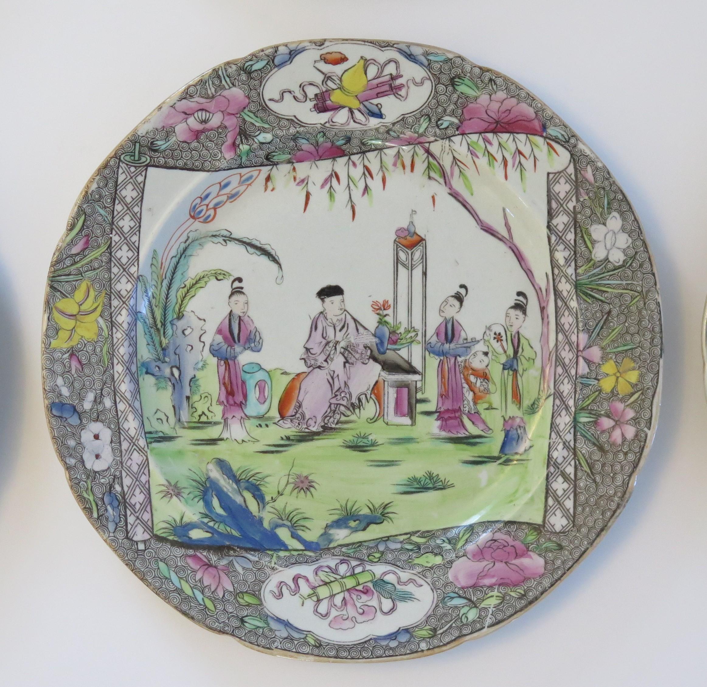 Six Early Masons Ironstone Dinner Plates Harlequin Set Some Rare, circa 1818 For Sale 3