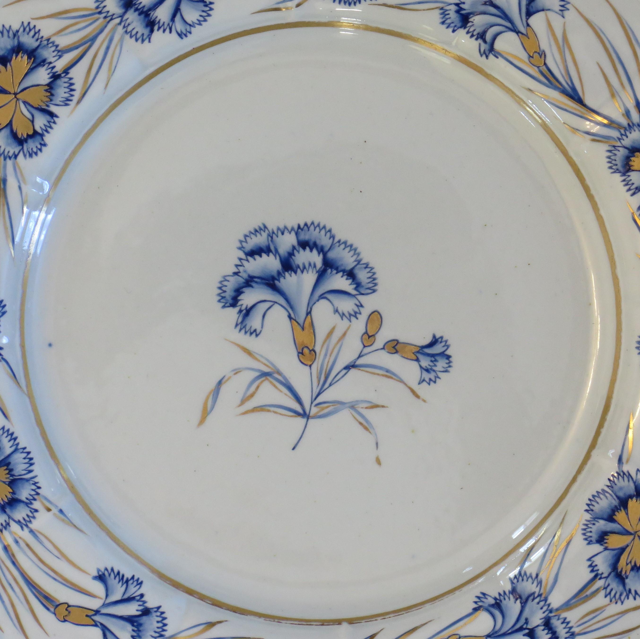 Hand-Painted Six Early Masons Ironstone Dinner Plates Harlequin Set Some Rare, circa 1818 For Sale